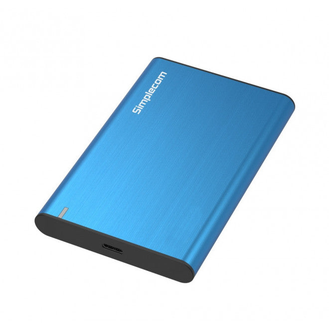 Simplecom Aluminium 2.5 Inch SATA HDD SSD to USB 3.1 Gen 1 Enclosure 5Gbps Data Transfer USB-C Reversible Port Blue