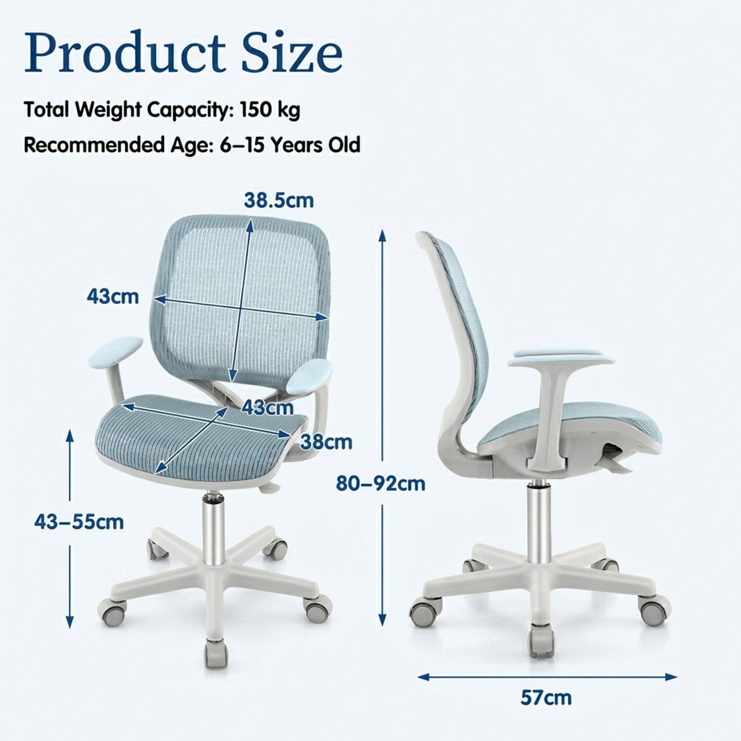 Kids Swivel Mesh Computer Chair with Adjustable Height Children Furniture