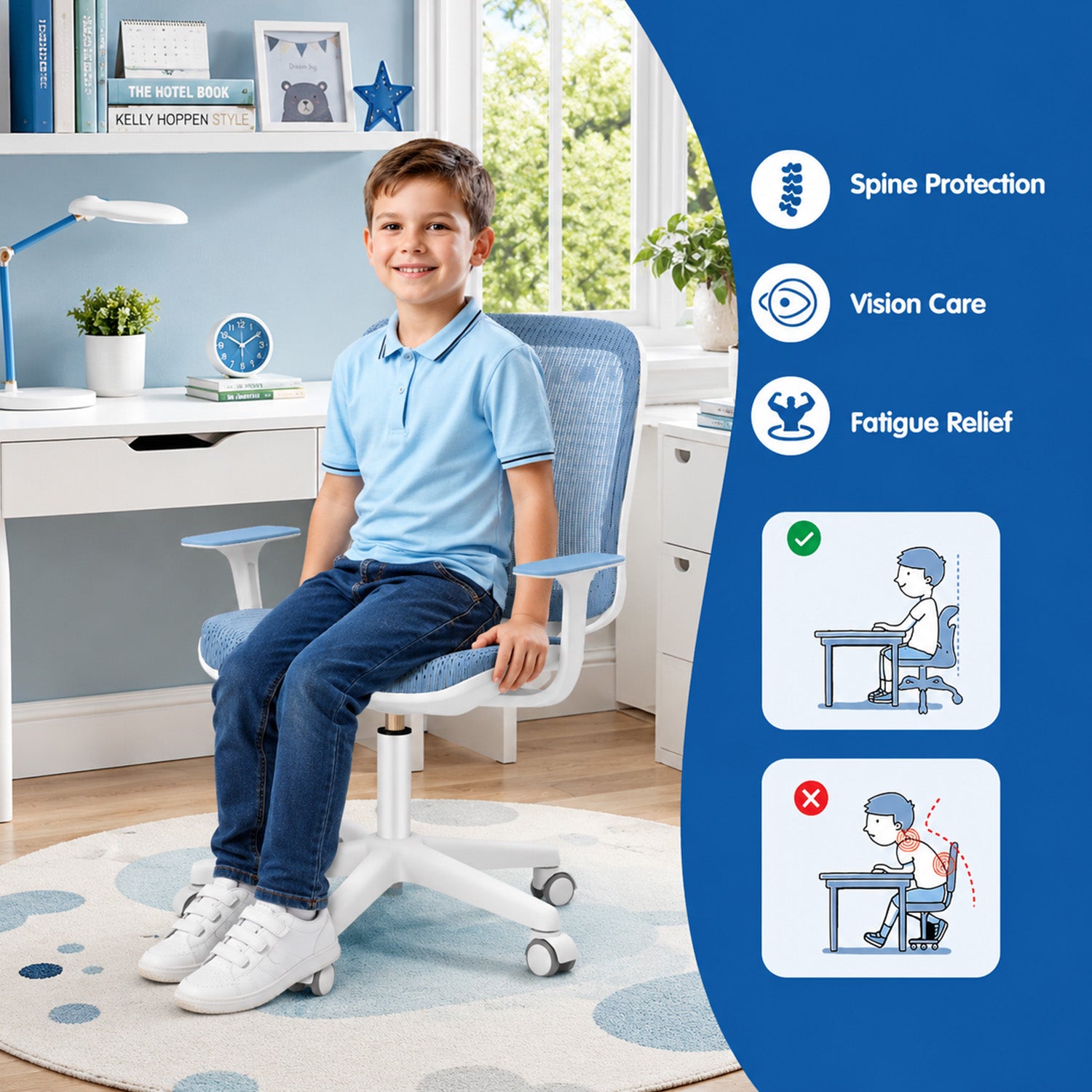 Kids Swivel Mesh Computer Chair with Adjustable Height Children Furniture