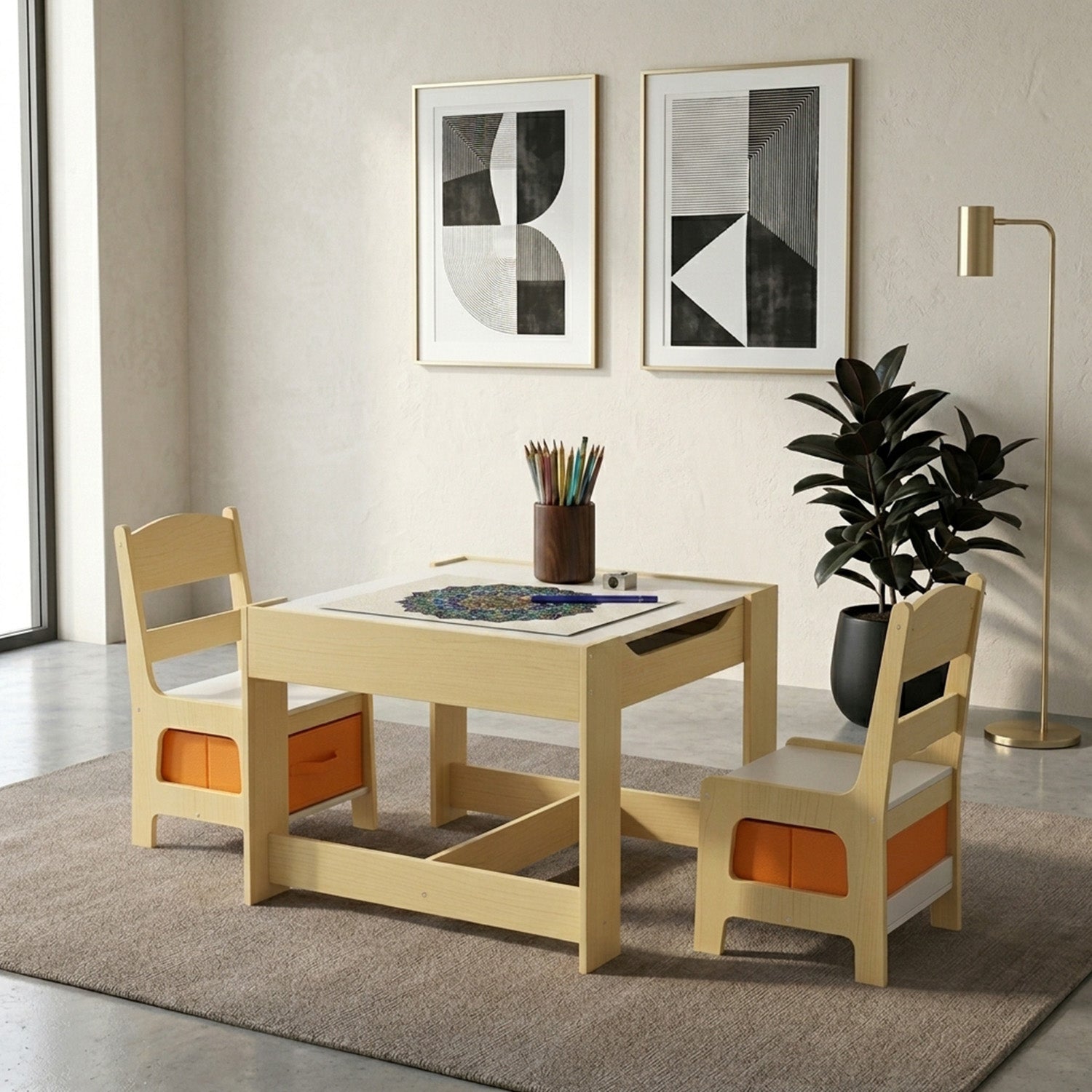 3 in 1 Kids Multi Activity Table 2 Chairs Set Toddlers Furniture Play