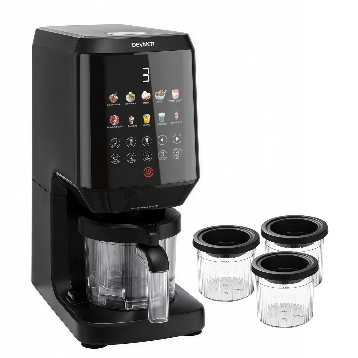 Devanti 10-in-1 Ice Cream Maker Gelato Sorbet Smart Portion Mix-Ins