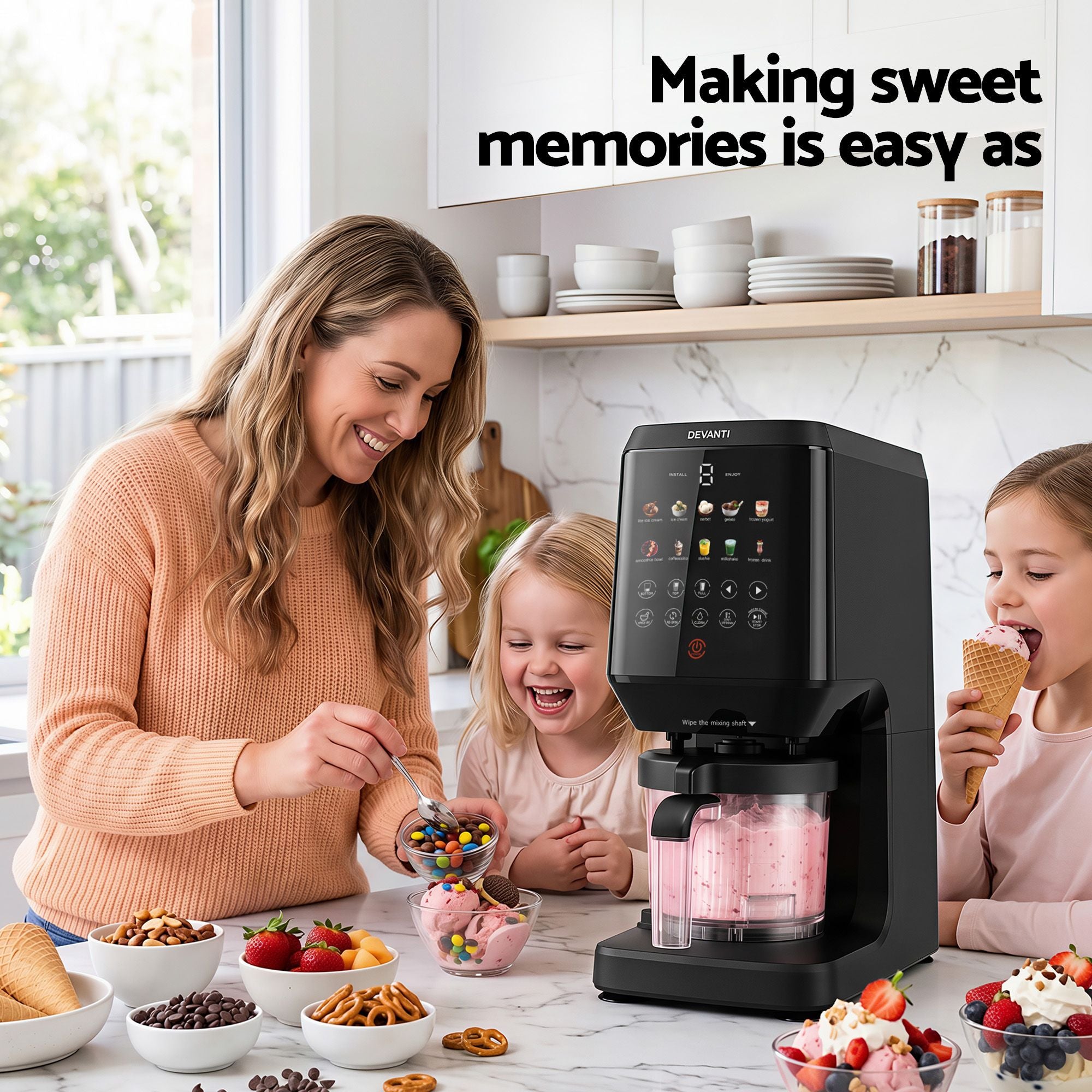 Devanti 10-in-1 Ice Cream Maker Gelato Sorbet Smart Portion Mix-Ins