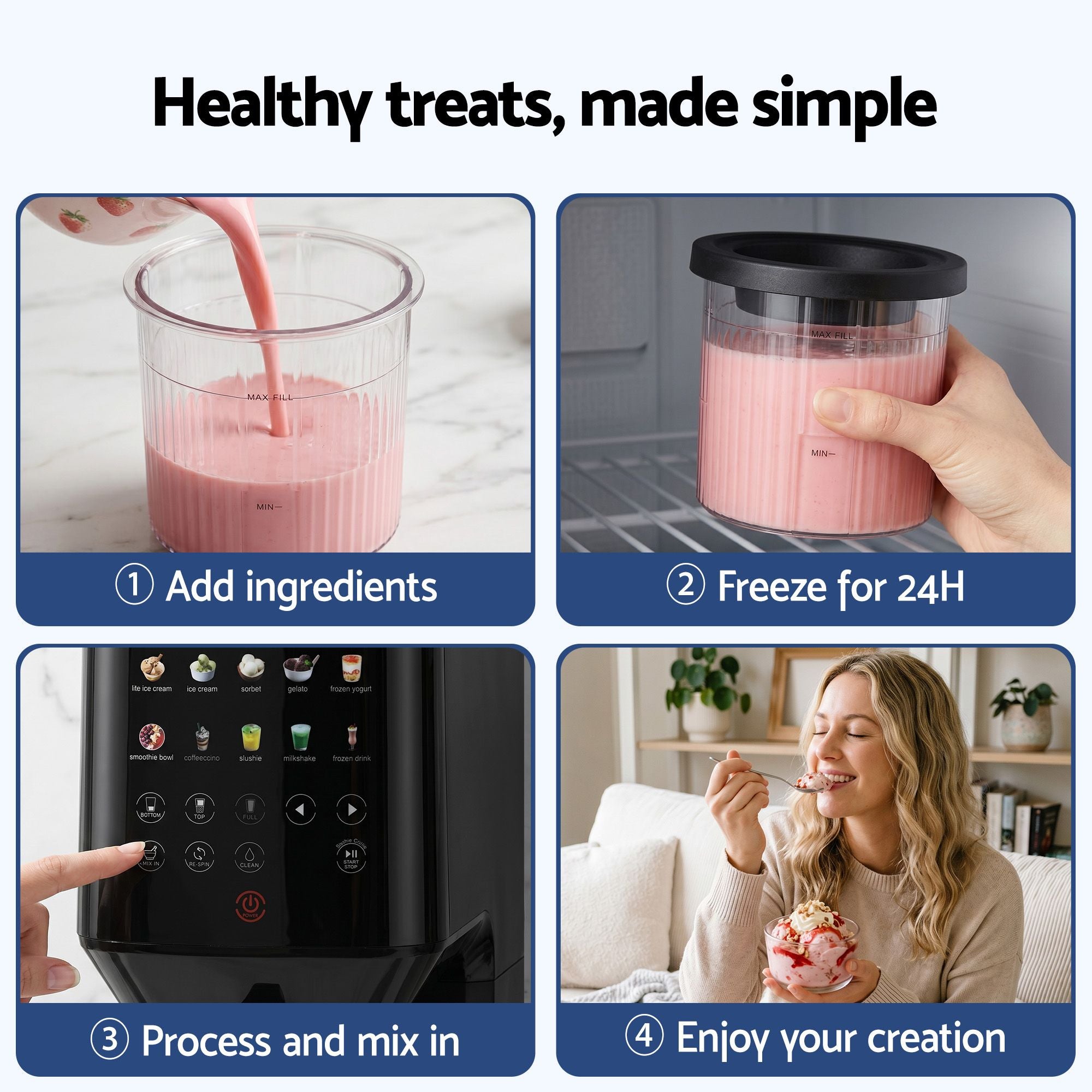 Devanti 10-in-1 Ice Cream Maker Gelato Sorbet Smart Portion Mix-Ins