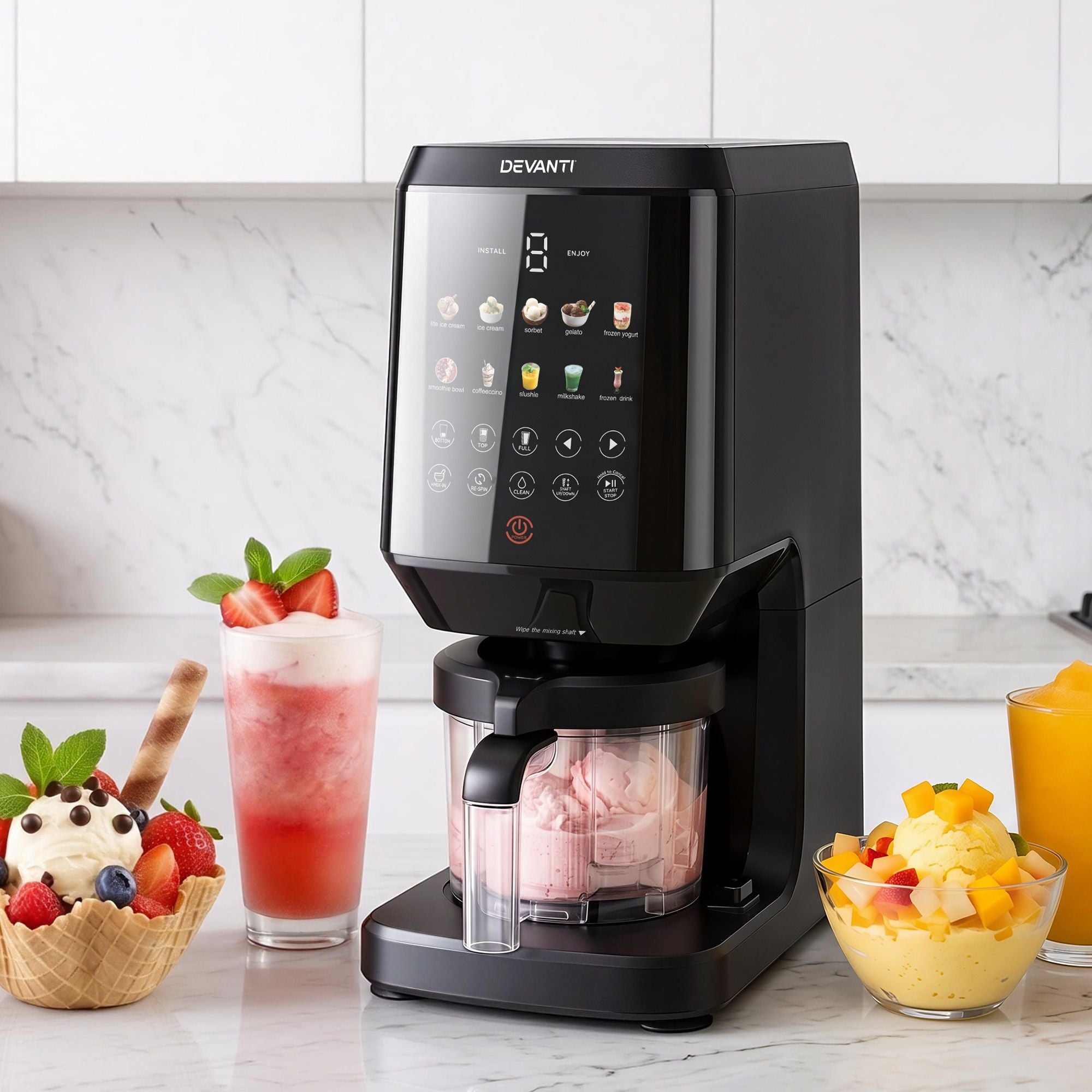 Devanti 10-in-1 Ice Cream Maker Gelato Sorbet Smart Portion Mix-Ins