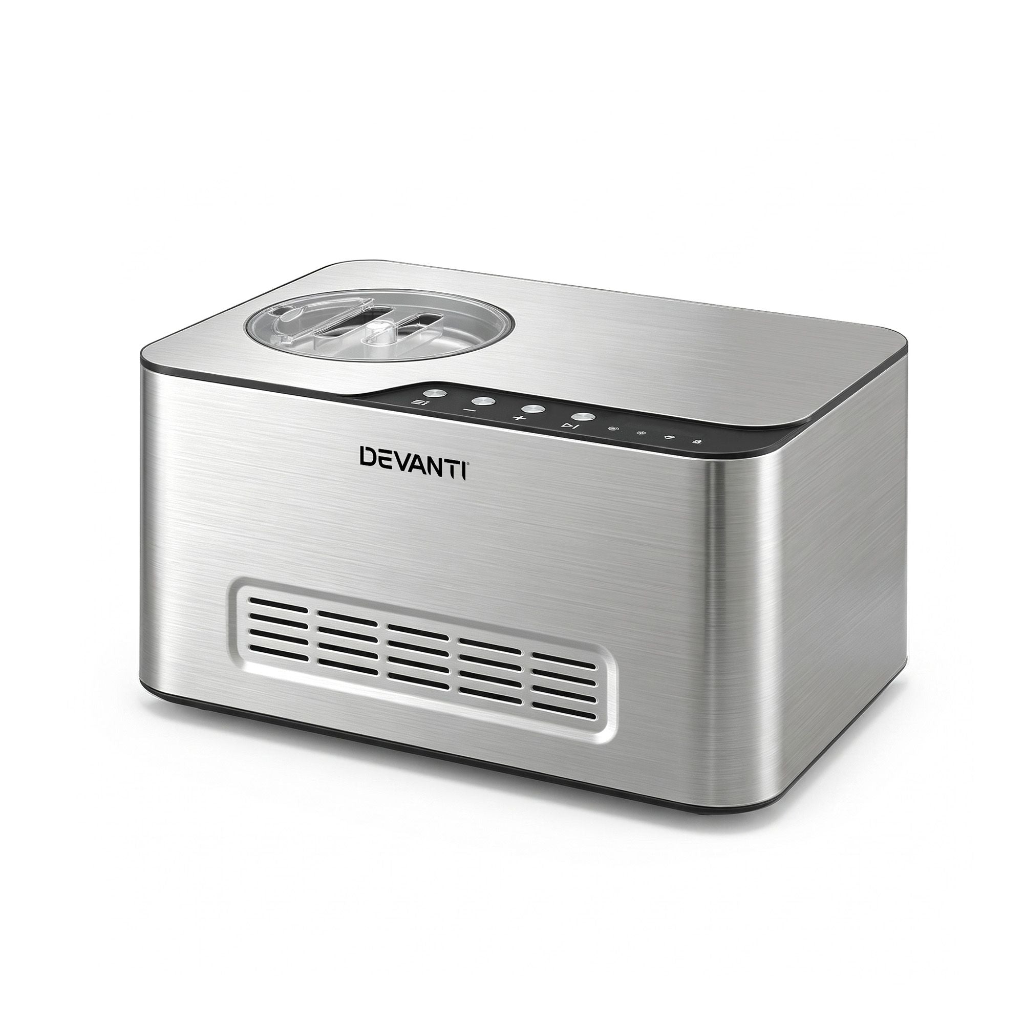 Devanti 2L Ice Cream Yogurt Maker Machine 2-in-1 No Freeze Gelato Sorbet Silver