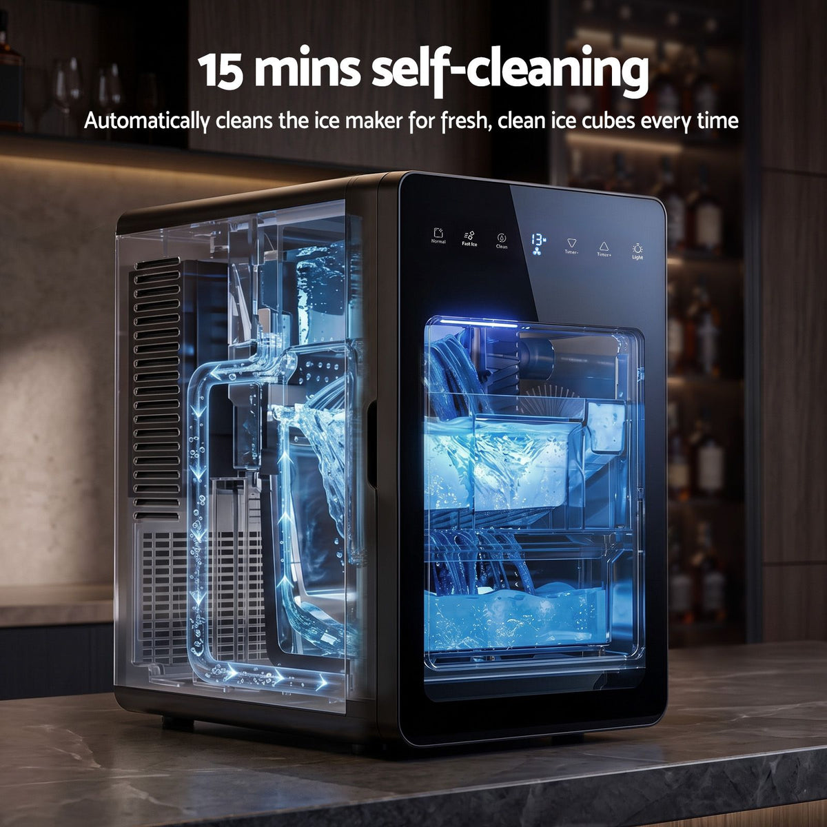 Devanti Ice Maker 5cm Large Cubes Countertop 150pcs/24h Touch Controls