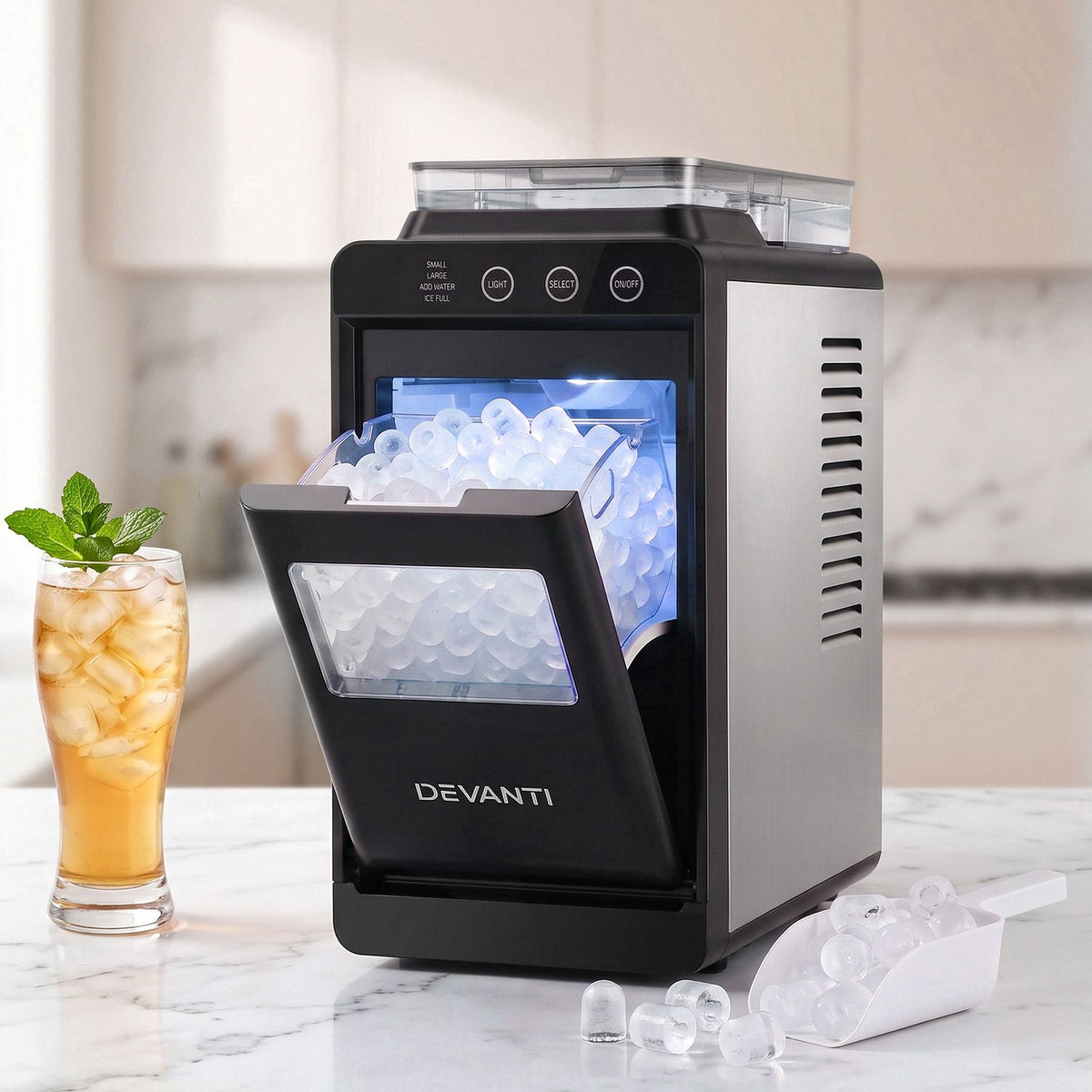 Devanti Ice Maker Slim Compact Countertop 12KG/24H Touch Panel