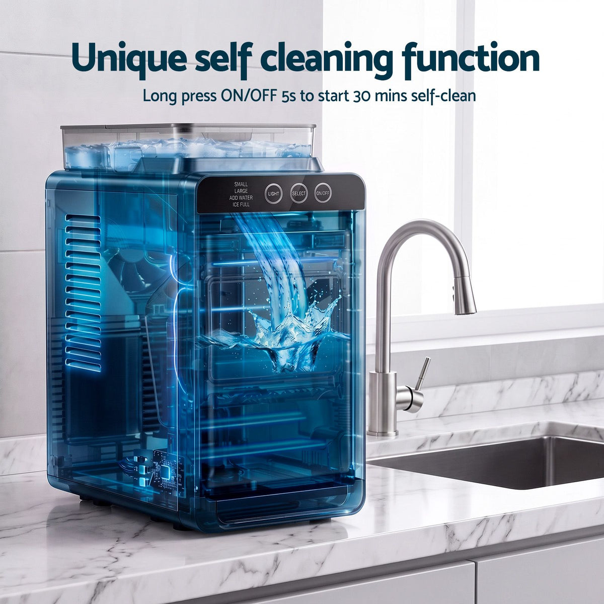 Devanti Ice Maker Slim Compact Countertop 12KG/24H Touch Panel