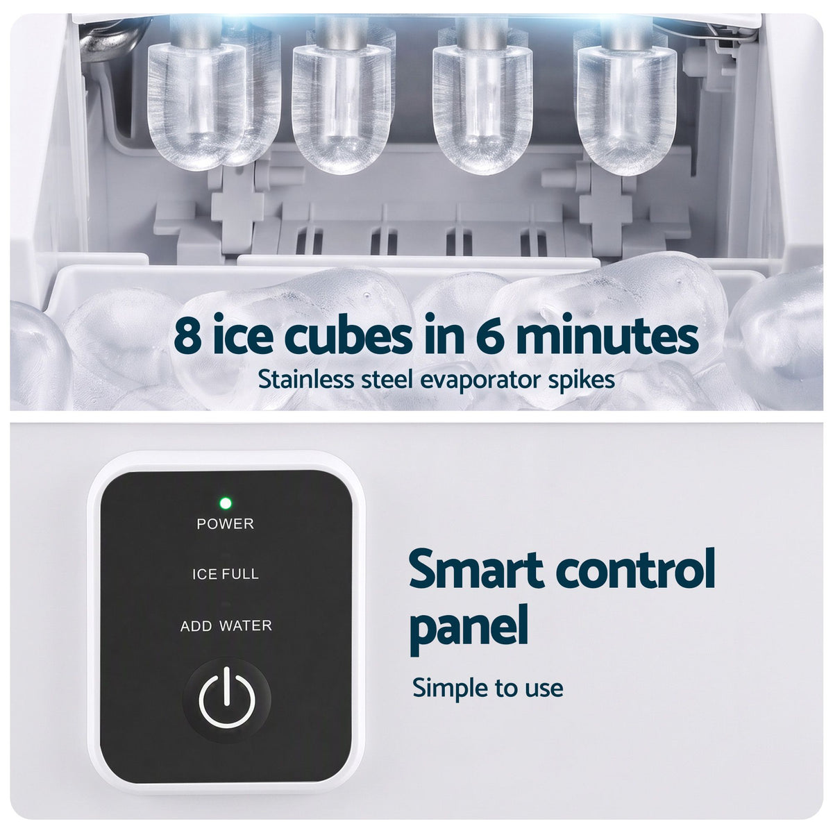Devanti Ice Maker 11-12kg Portable Bullet Cube Machine White