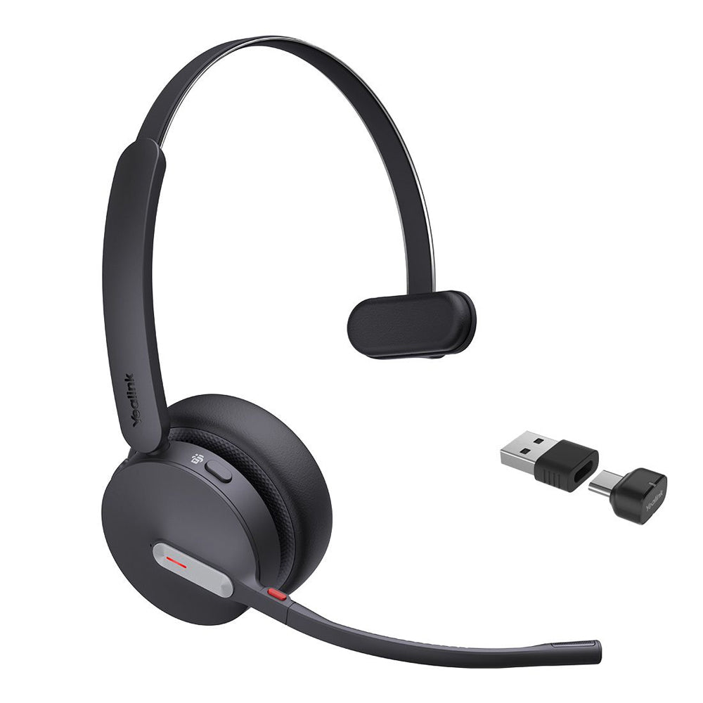 Yealink BH70 Bluetooth Wireless Mono Headset for Microsoft Teams with BT51 C Dongle and Type A Adapter