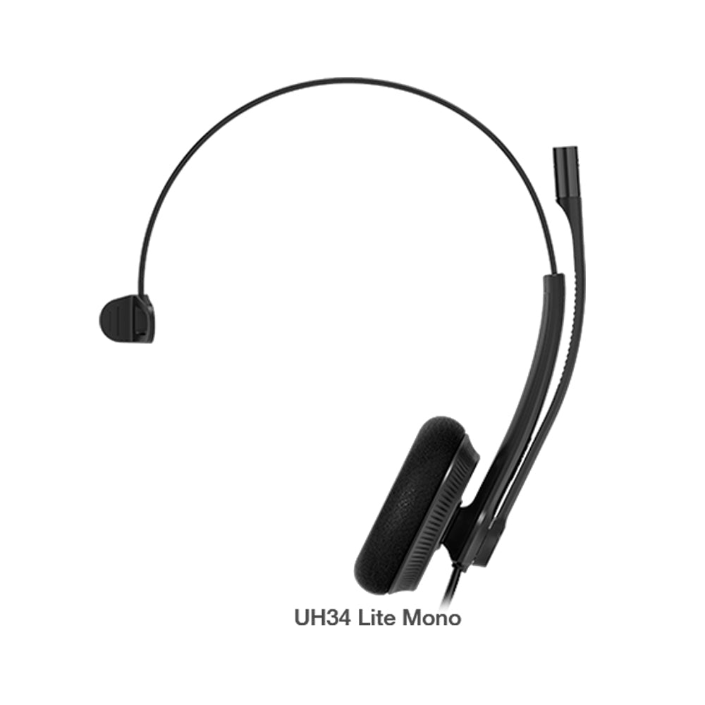 Yealink UH34 Lite Mono Teams USB Headset Lightweight Wideband Noise Cancelling Microphone Foamy Ear Cushions USB-A
