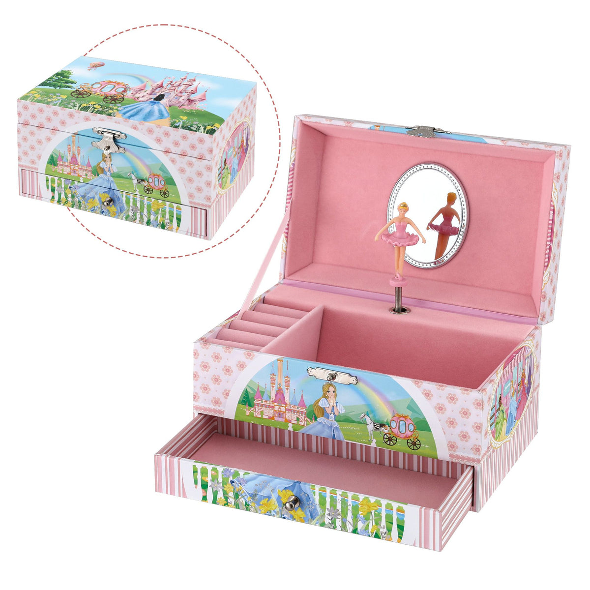 Keezi Kids Jewellery Box Organiser for Girls Music Box with Drawer