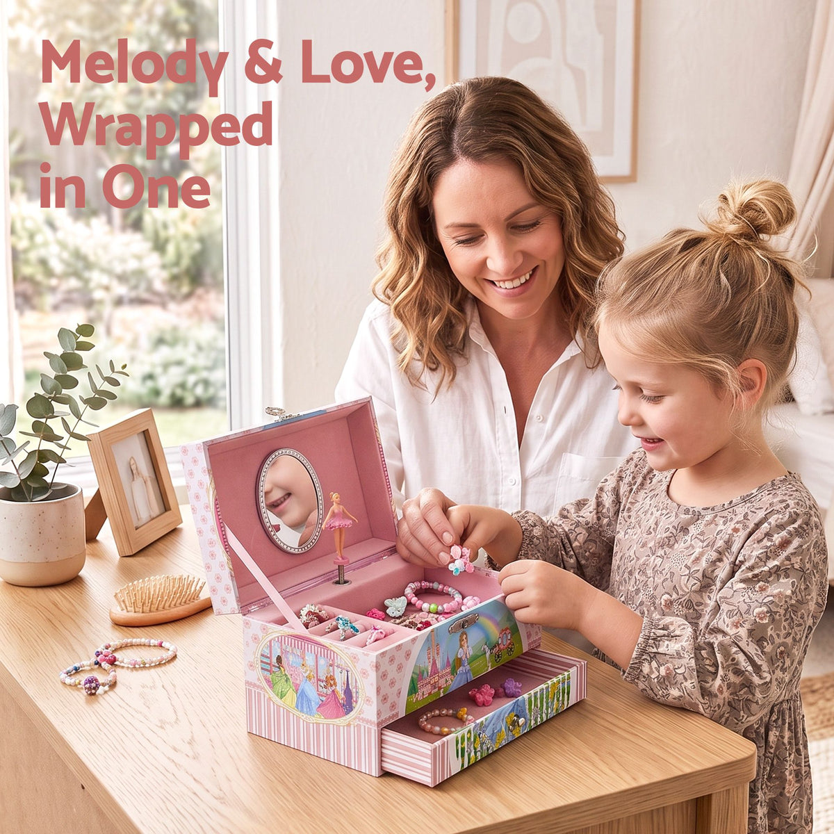Keezi Kids Jewellery Box Organiser for Girls Music Box with Drawer
