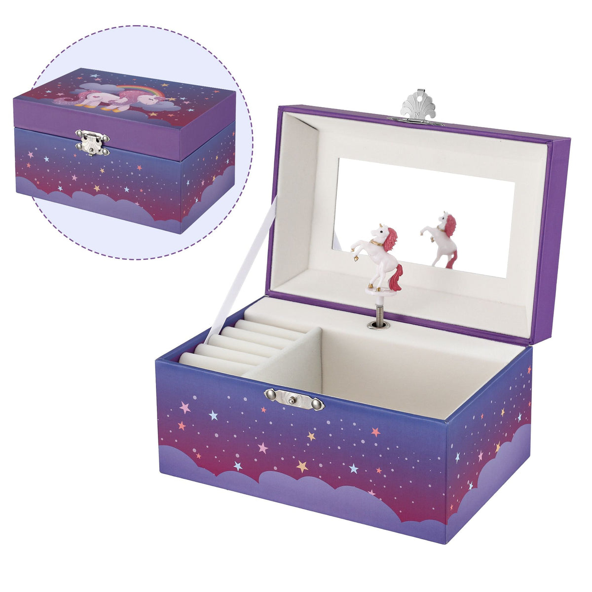 Keezi Kids Jewellery Box Organiser for Girls Music Box Unicorn Purple
