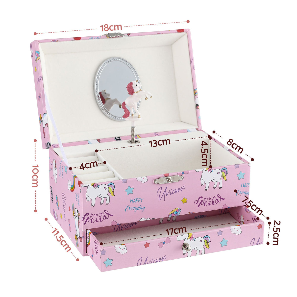 Keezi Kids Jewellery Box Organiser for Girls Music Box with Mirror