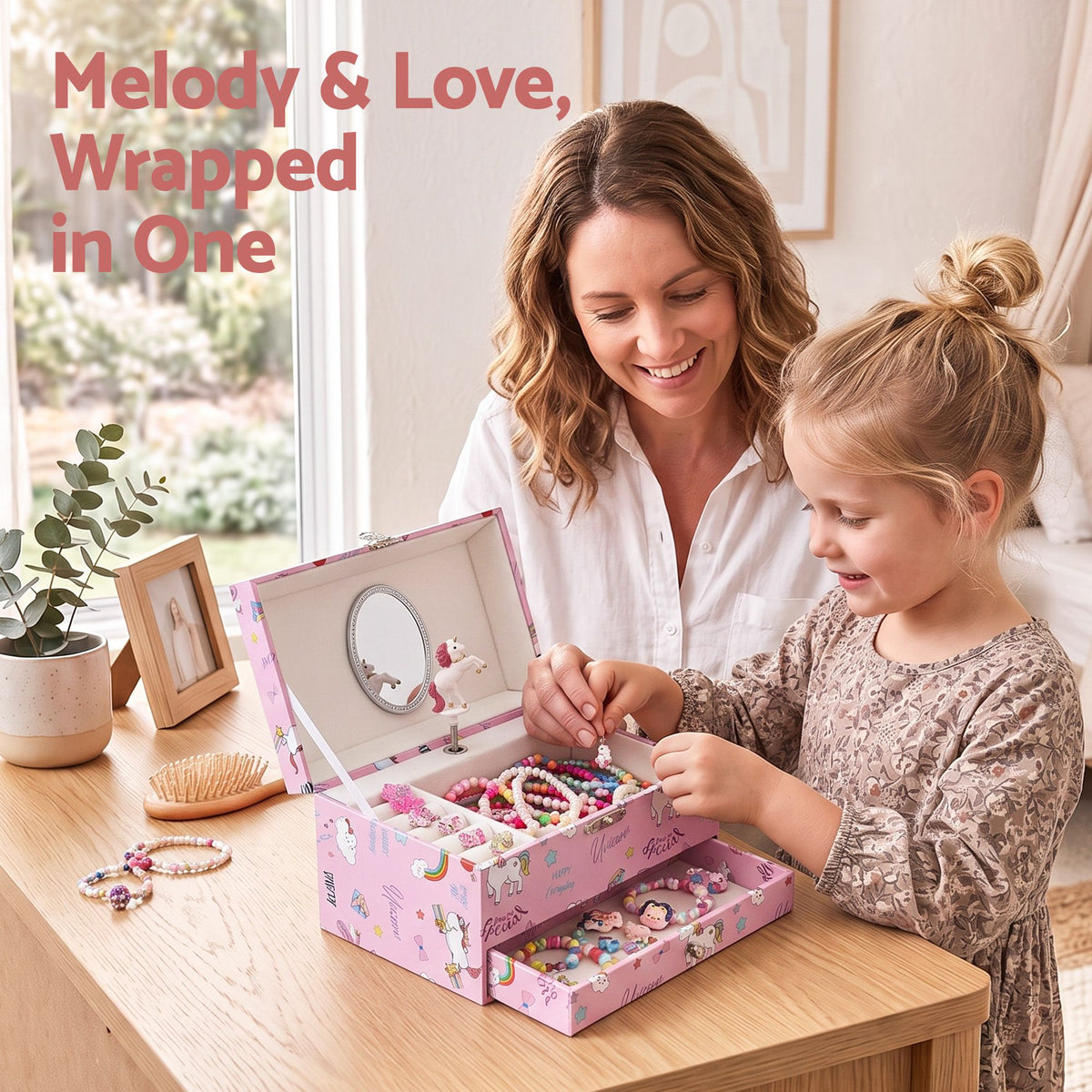 Keezi Kids Jewellery Box Organiser for Girls Music Box with Mirror