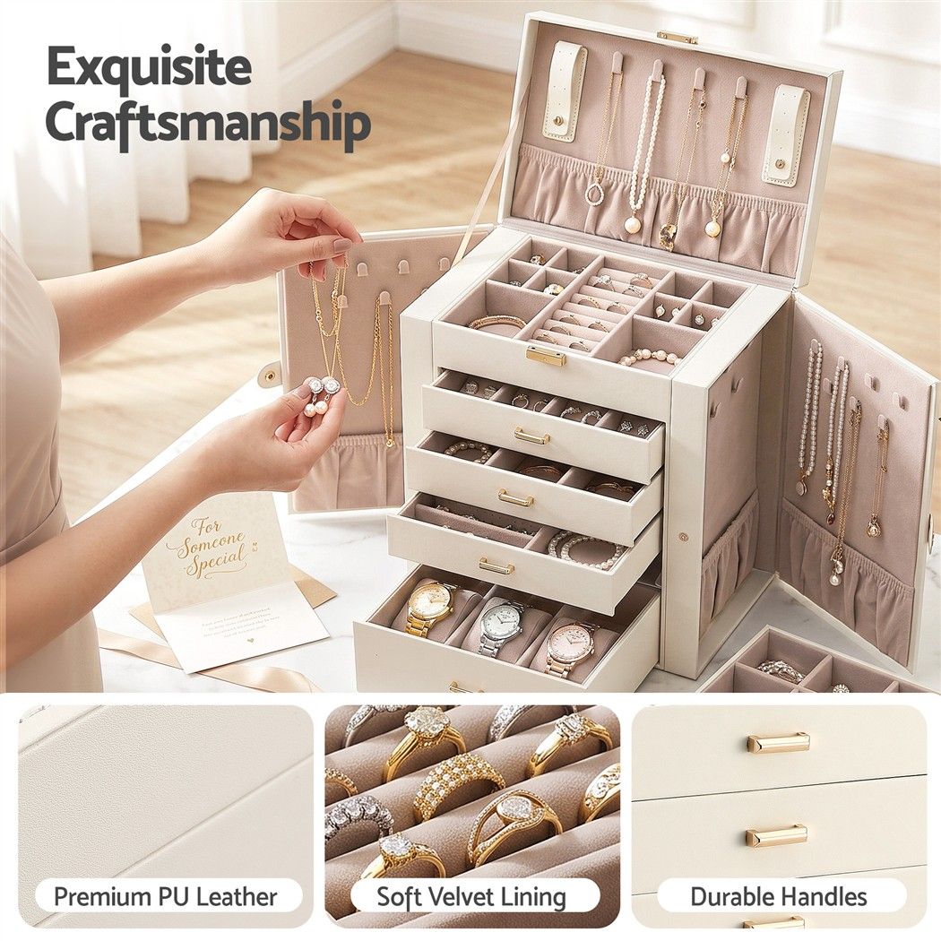 Embellir Jewellery Box 6 Layer Organiser Large Display Case Storage