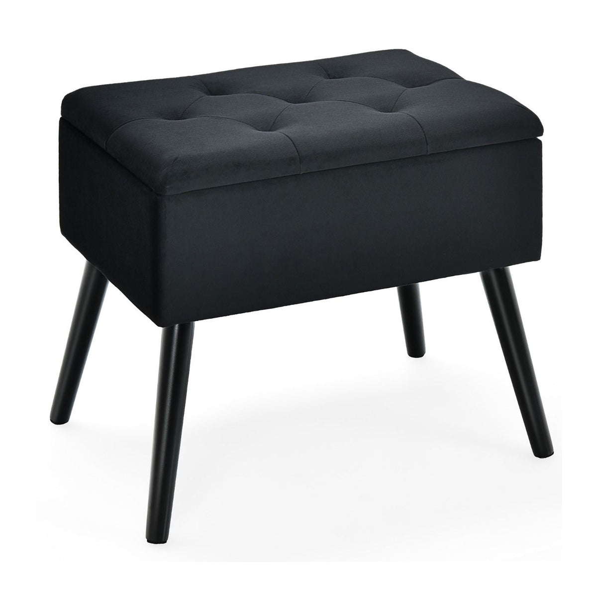 Velvet Storage Ottoman Flip Top Footrest Upholstered Stool Solid Wood Legs
