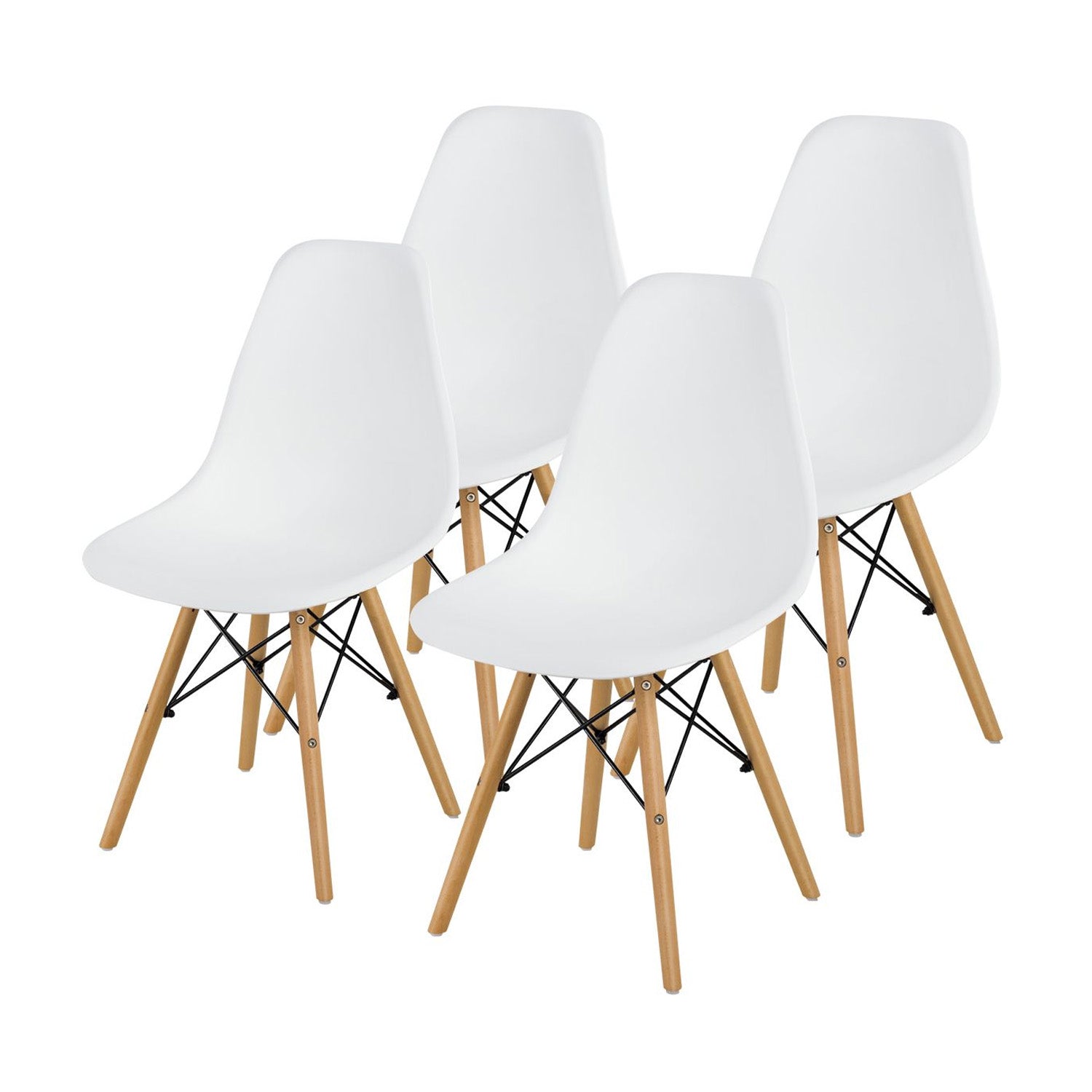 Eames Style Dining Chairs Plastic Pre Assembled Chairs Wood Legs Furniture