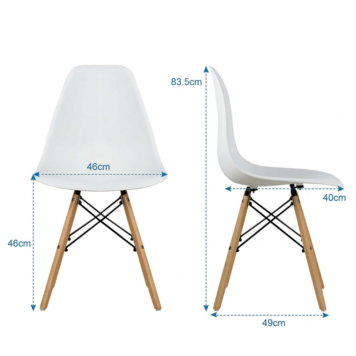 Eames Style Dining Chairs Plastic Pre Assembled Chairs Wood Legs Furniture