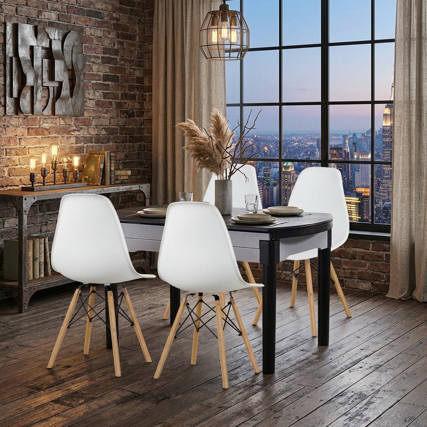 Eames Style Dining Chairs Plastic Pre Assembled Chairs Wood Legs Furniture