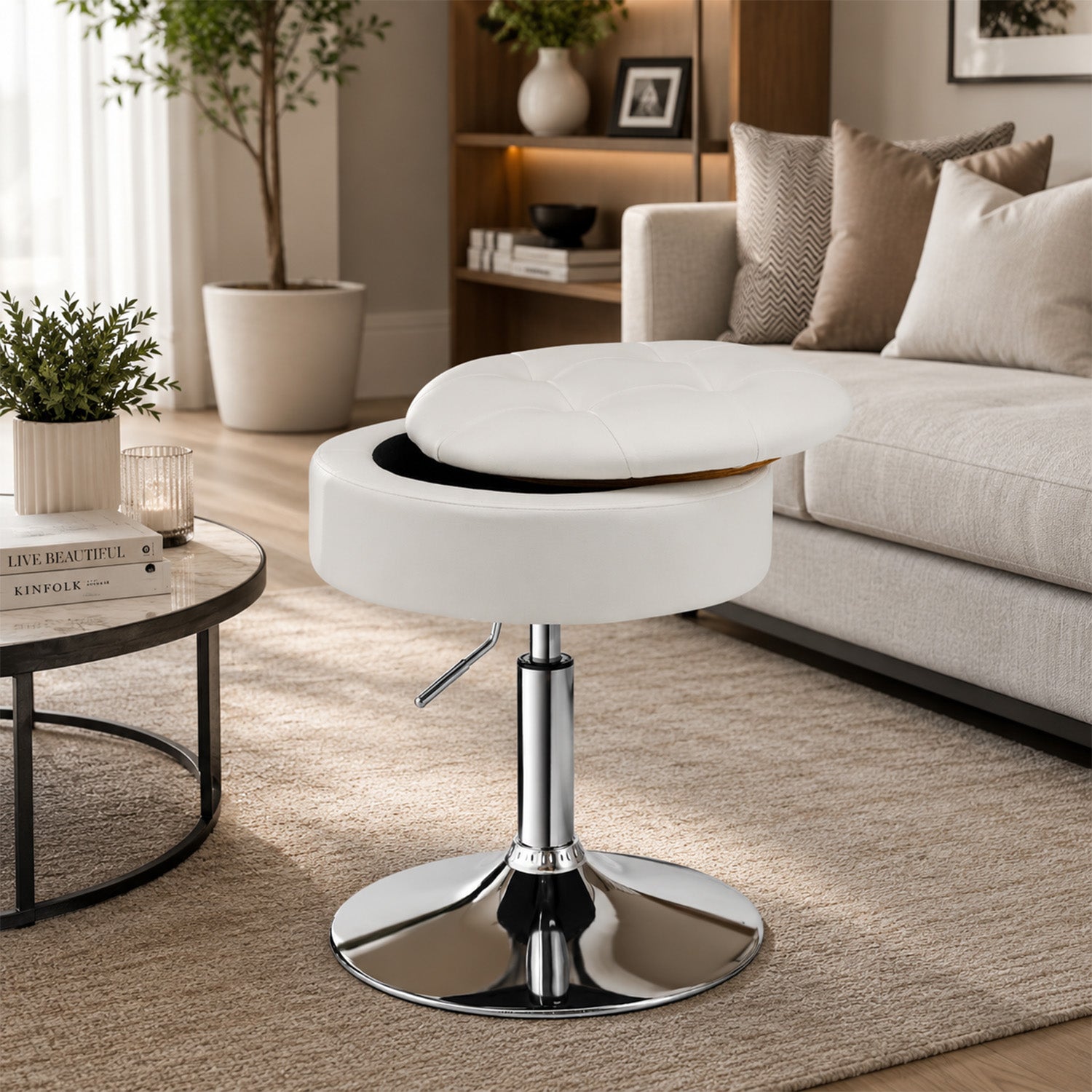 360 Degree Swivel Adjustable Stool PU Leather Seat Furniture Bar Chair