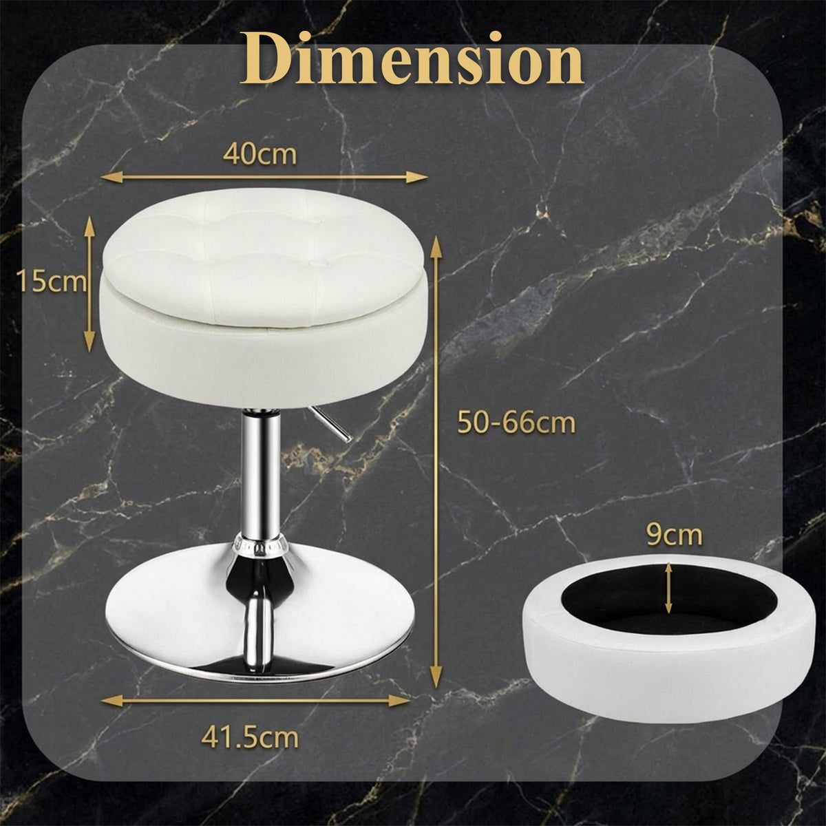 360 Degree Swivel Adjustable Stool PU Leather Seat Furniture Bar Chair