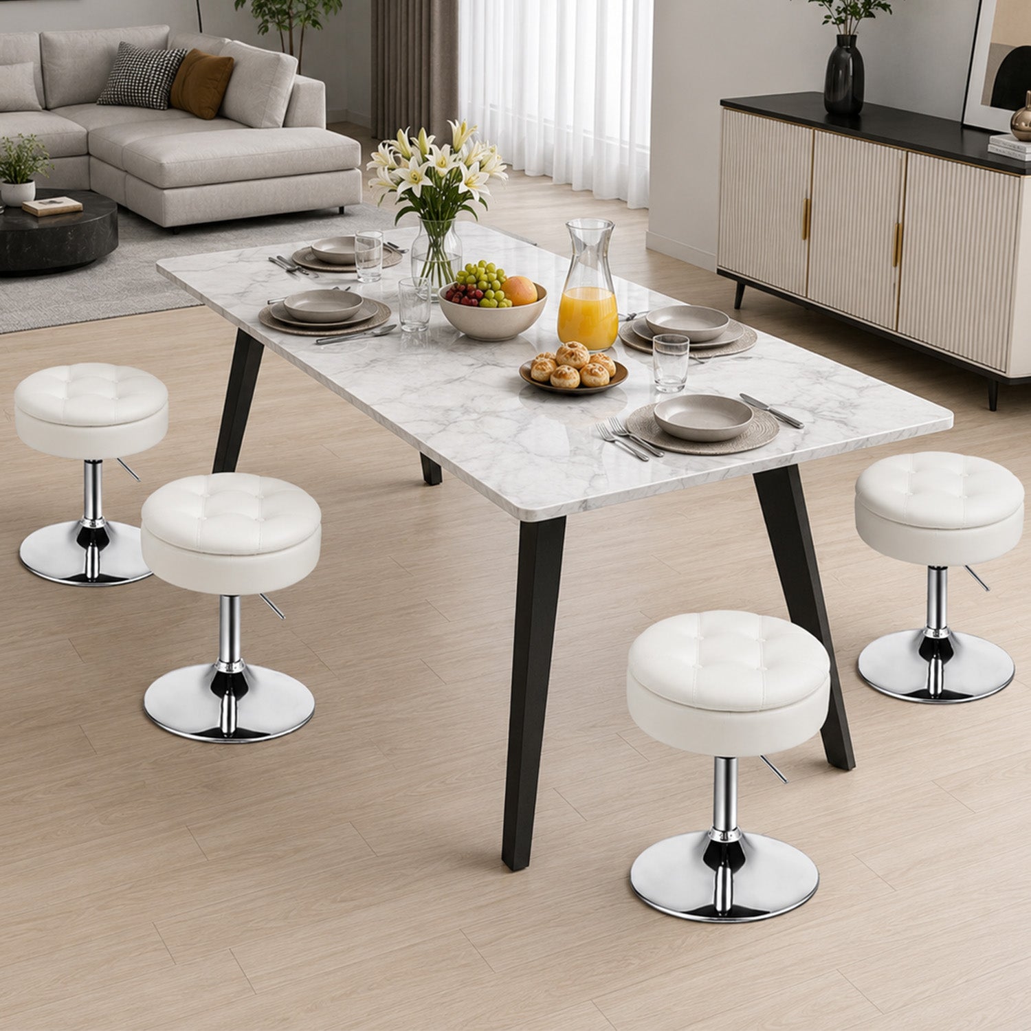 360 Degree Swivel Adjustable Stool PU Leather Seat Furniture Bar Chair
