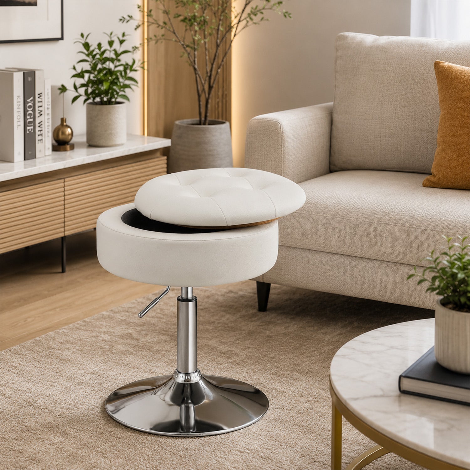 360 Degree Swivel Adjustable Stool PU Leather Seat Furniture Bar Chair