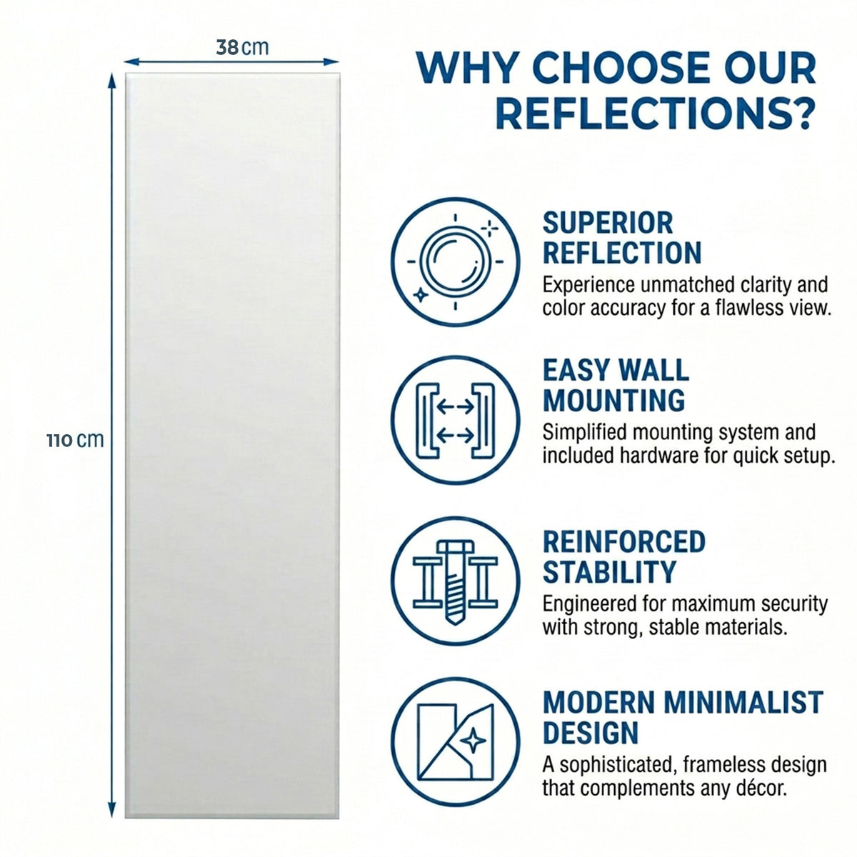 Full Length Rectangle Frameless Mirror Beveled Edge Home Furniture Décor