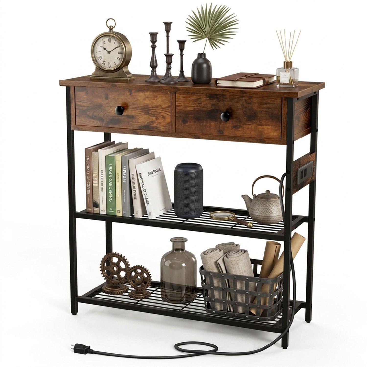 Console Table with Charging Station Living Room Entry Furniture Home