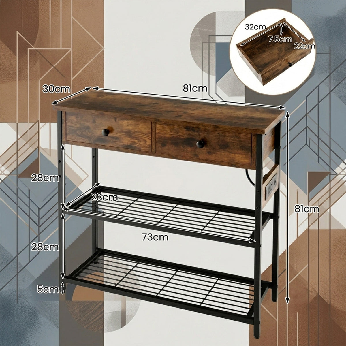 Console Table with Charging Station Living Room Entry Furniture Home