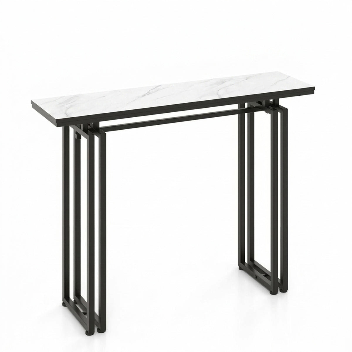 110cm Faux Marble Console Table with Sturdy Metal Legs Furniture Home