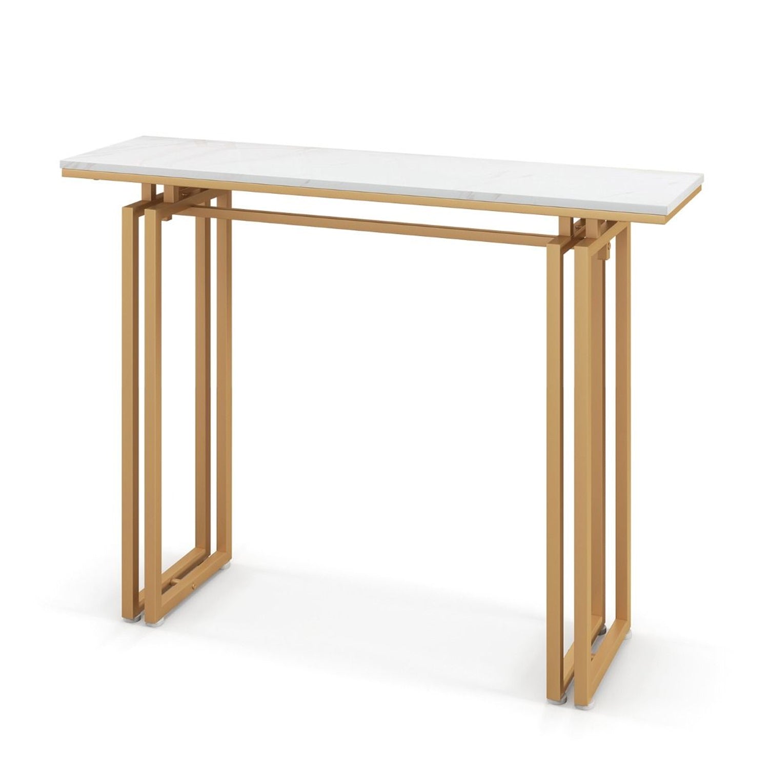 110cm Faux Marble Console Table Gold Metal Legs Entryway Sofa Side Table