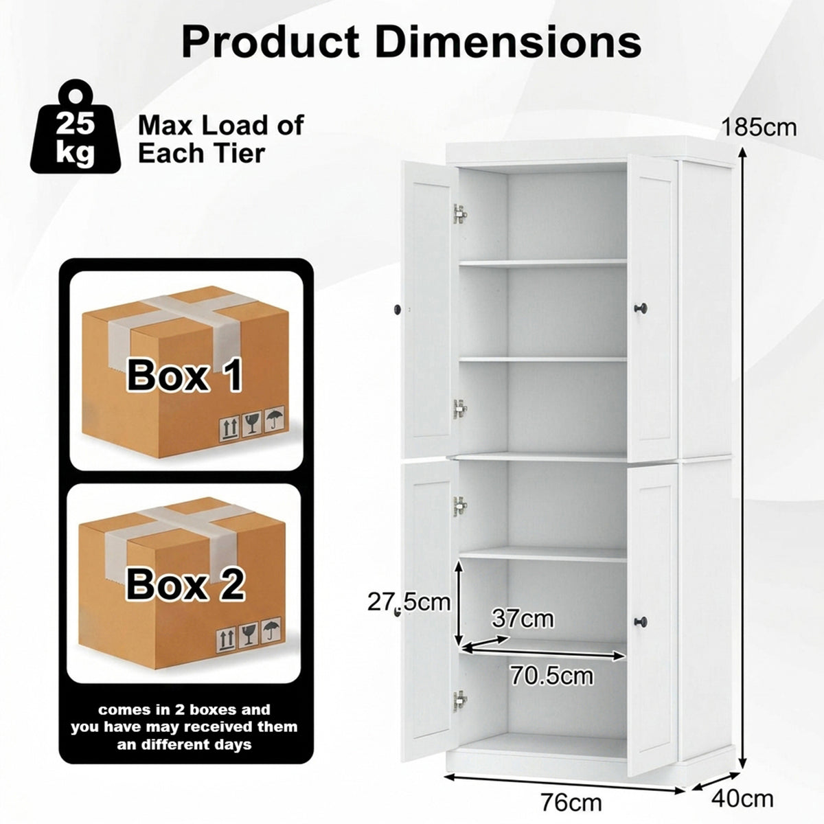 4 Door Kitchen Pantry with 6 Tier Shelves Furniture Dining Room Storage
