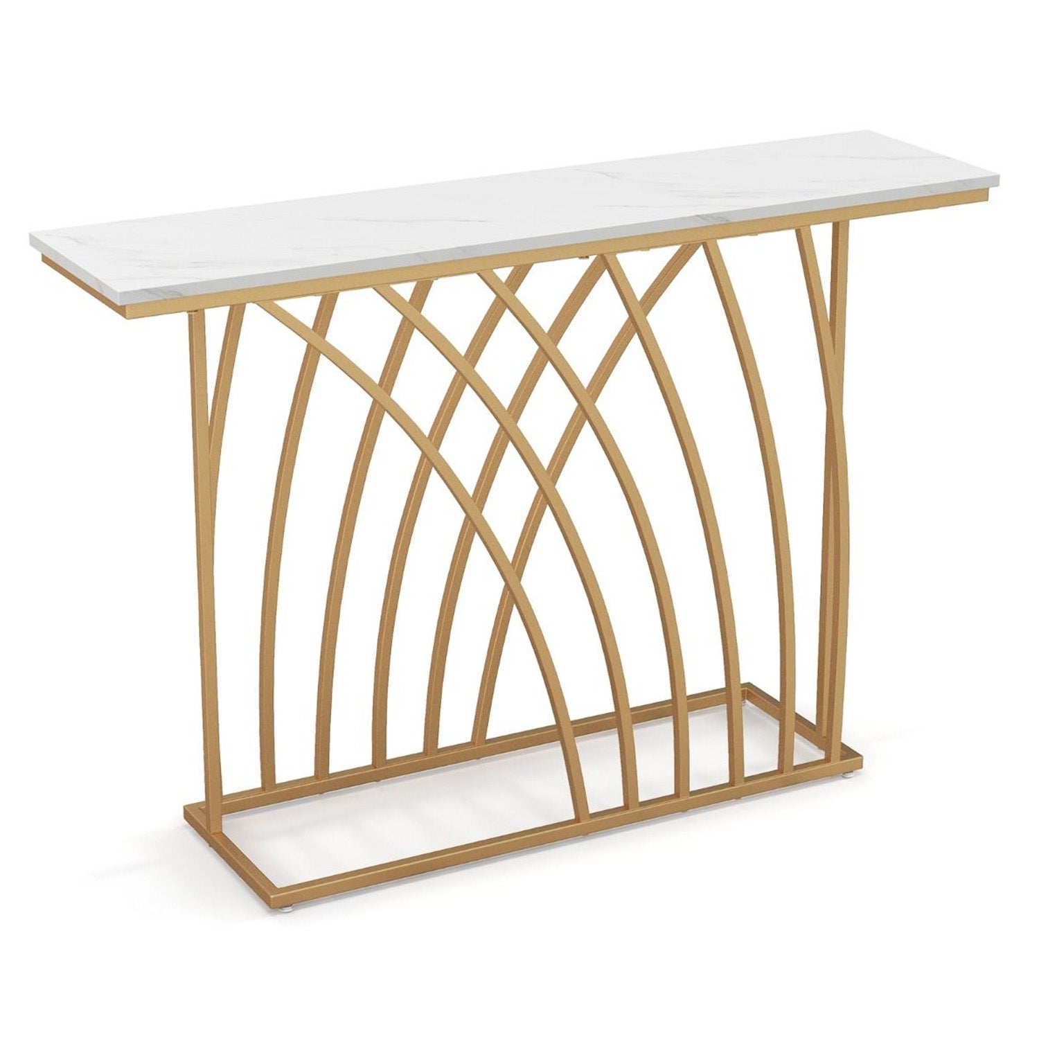 120cm Console Table with Faux Marble Tabletop Furniture Home Décor