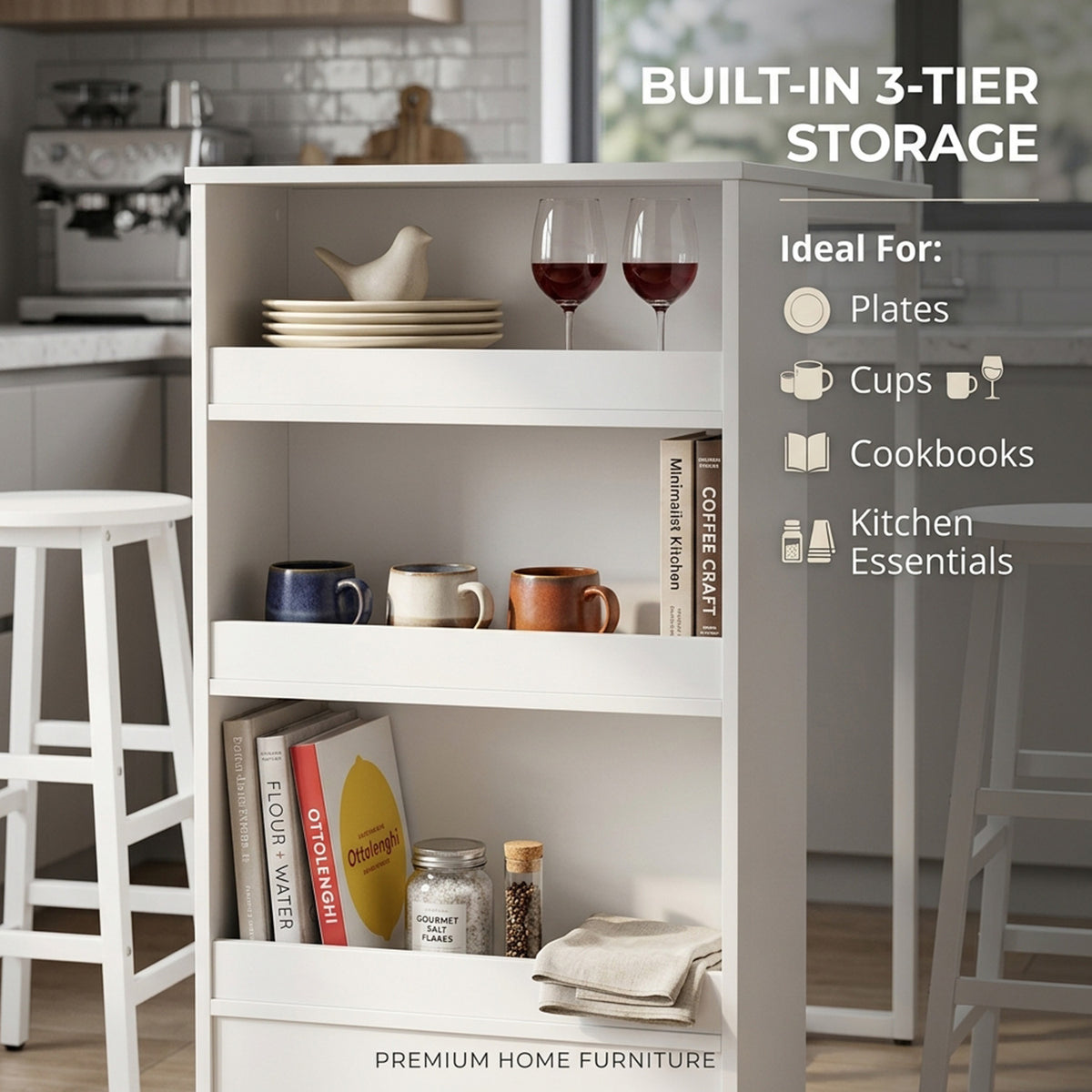 3 Piece Industrial Kitchen Dining Bar Table Set with 2 Stools Furniture