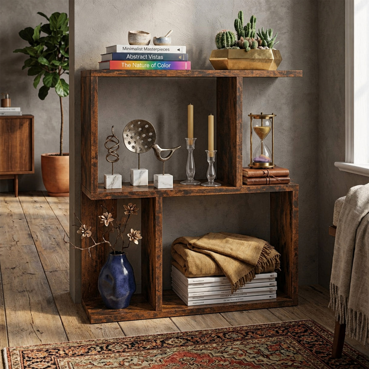 3 Tier Wooden Bookshelf Small Space Display Shelf Nightstand Side Table