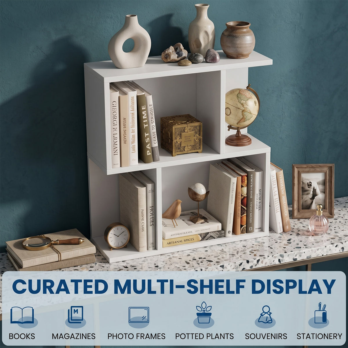 3 Tier Wooden Bookshelf Small Space Display Shelf Nightstand Side Table