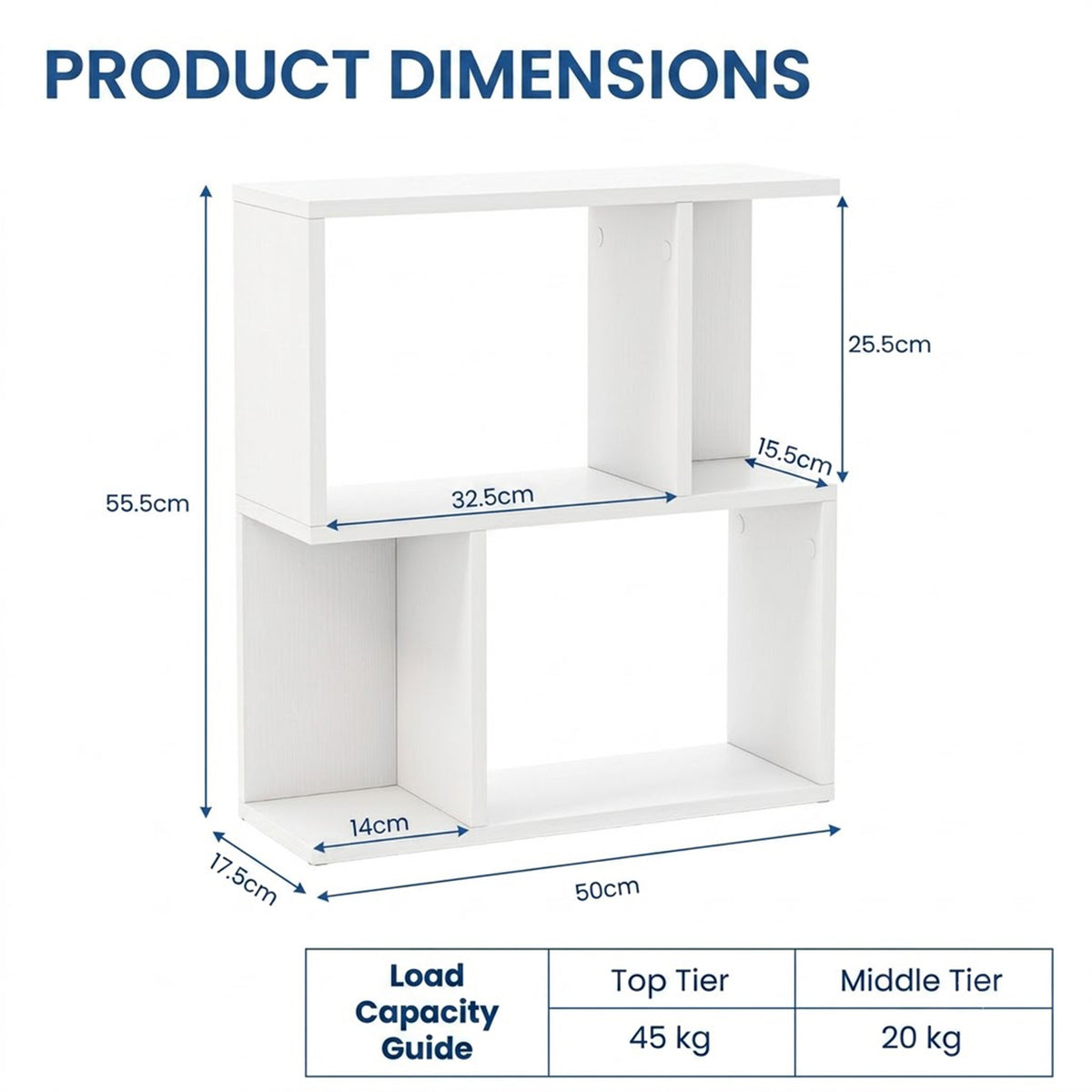 3 Tier Wooden Bookshelf Small Space Display Shelf Nightstand Side Table