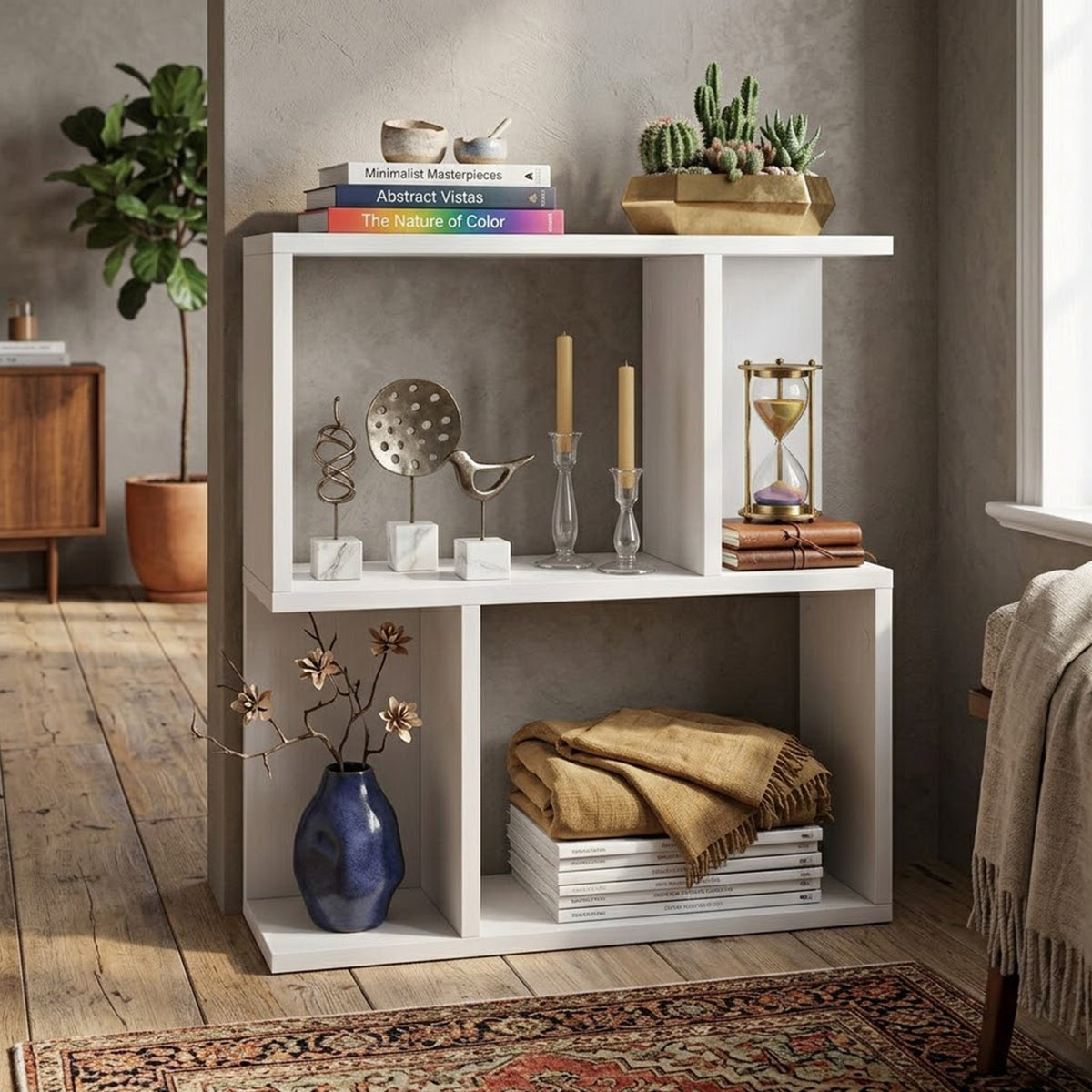 3 Tier Wooden Bookshelf Small Space Display Shelf Nightstand Side Table