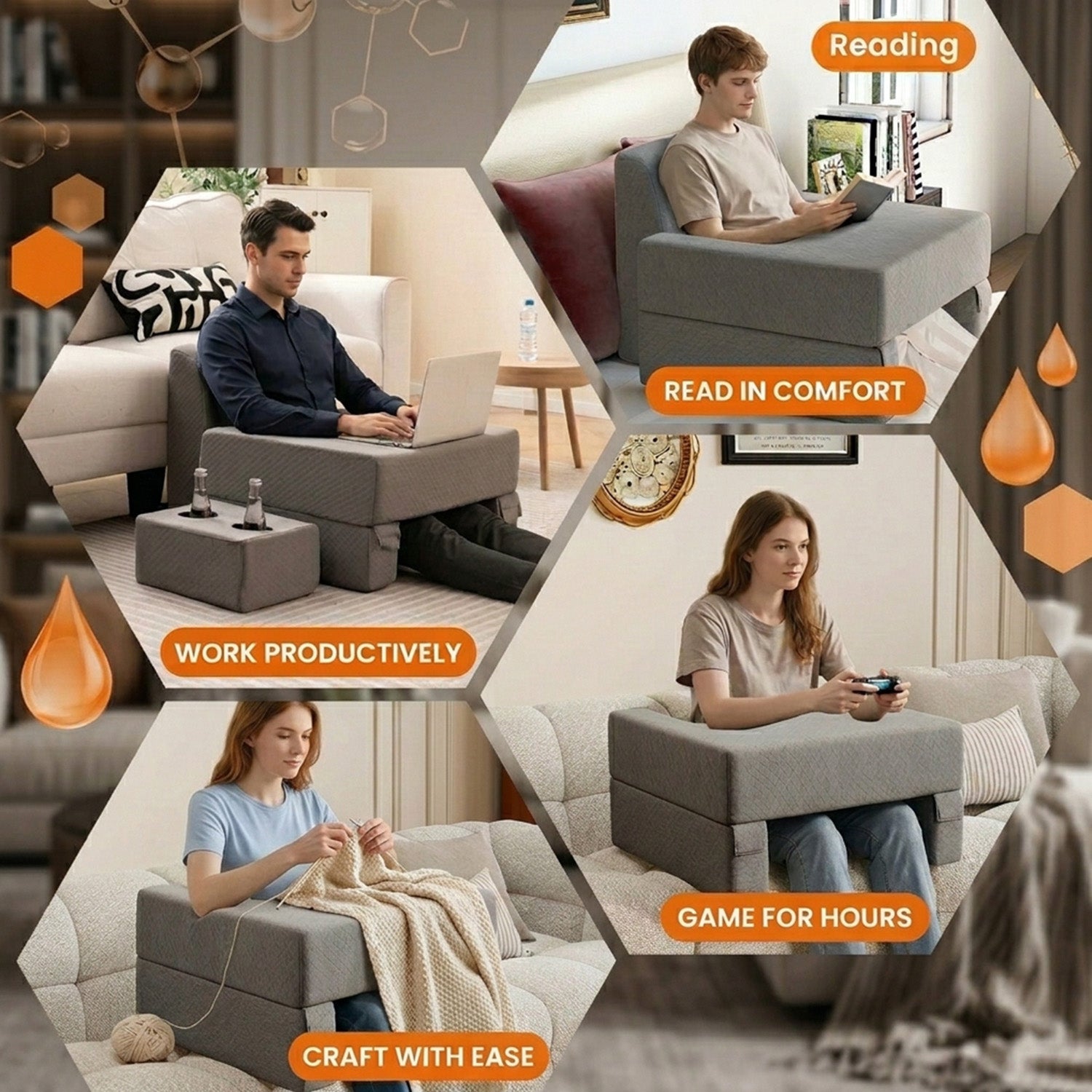 3 Piece Reading Pillow Set Extra Large Lap Desk with Coaster Furniture