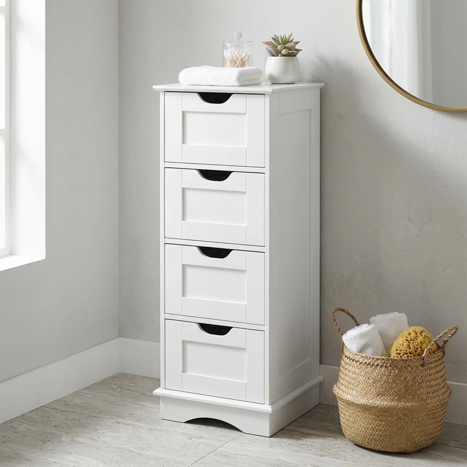 Bathroom Storage Cabinet with 4 Drawers Furniture Storage Home Hallway