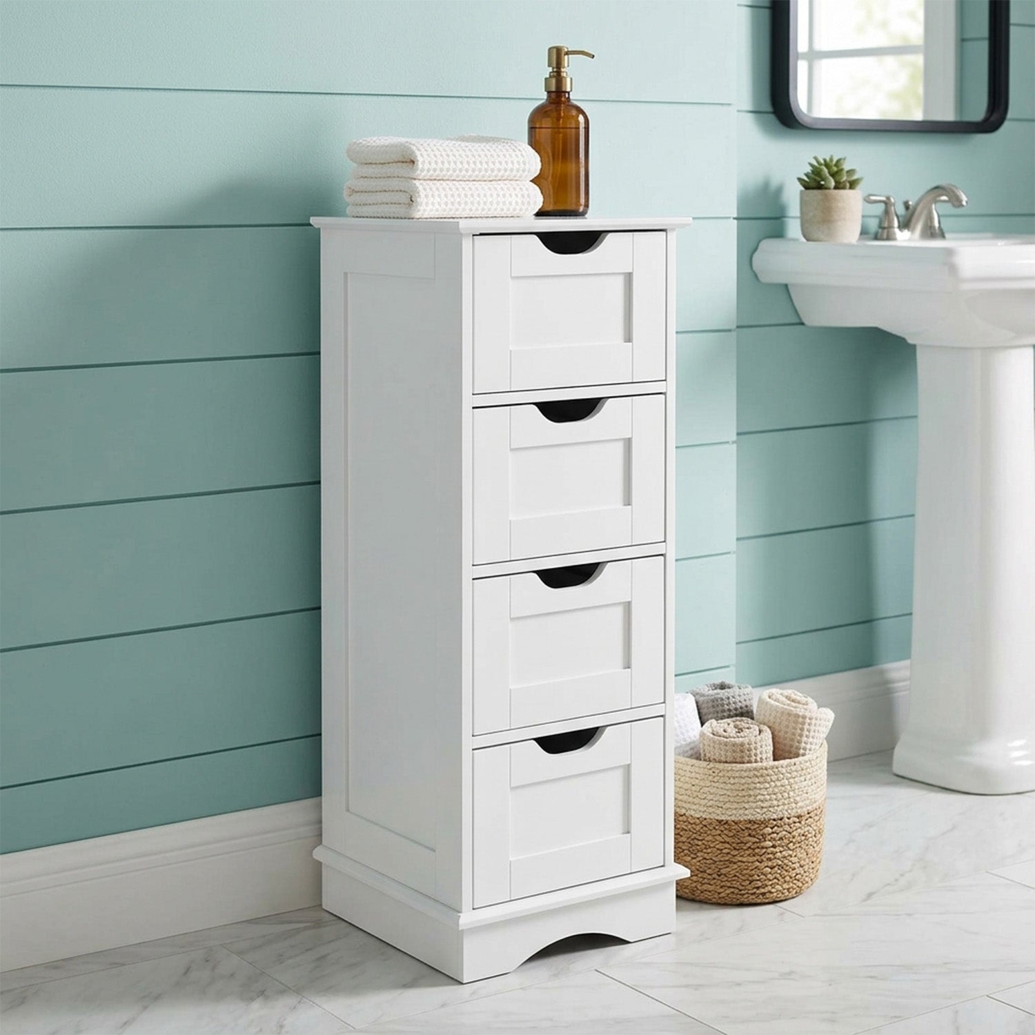 Bathroom Storage Cabinet with 4 Drawers Furniture Storage Home Hallway