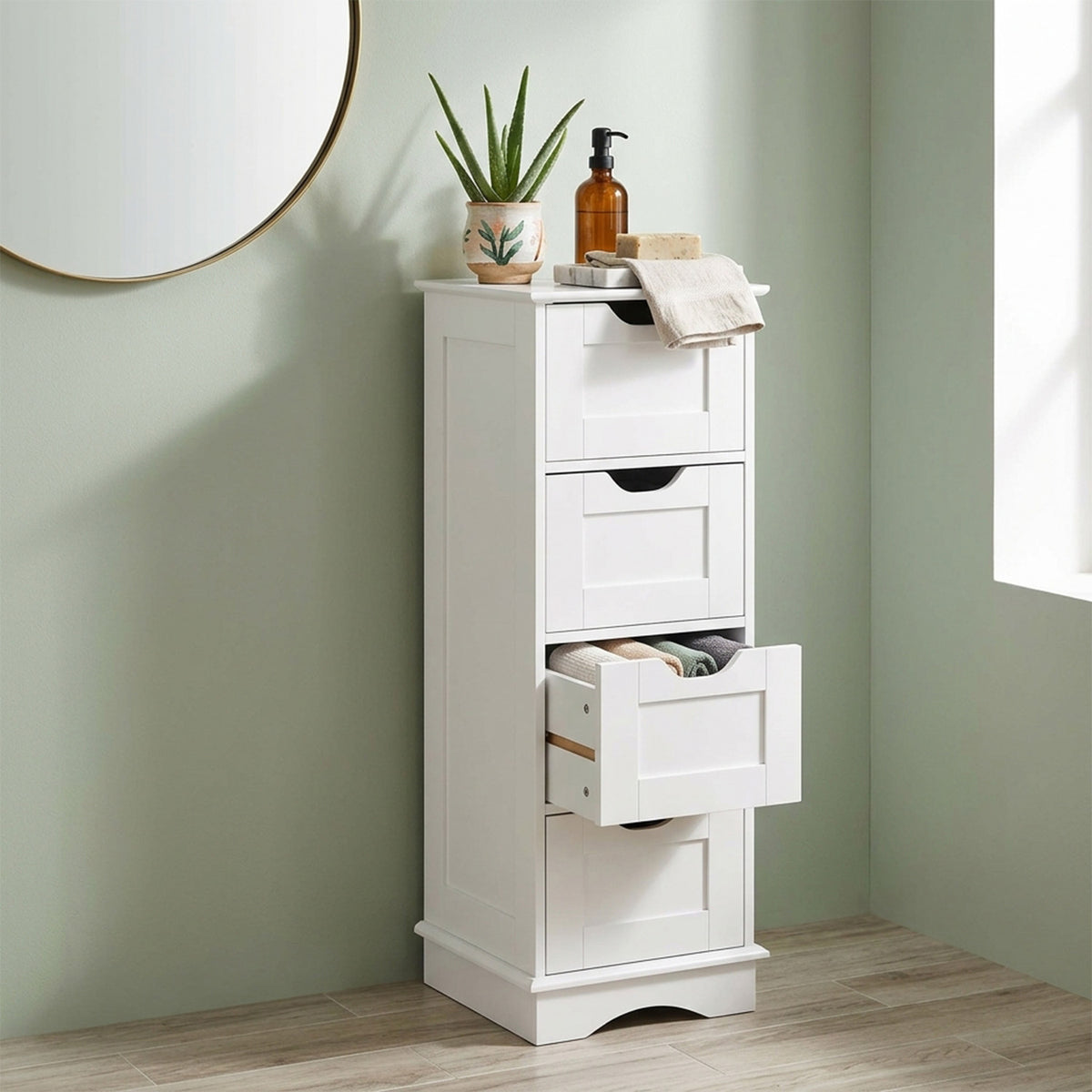 Bathroom Storage Cabinet with 4 Drawers Furniture Storage Home Hallway