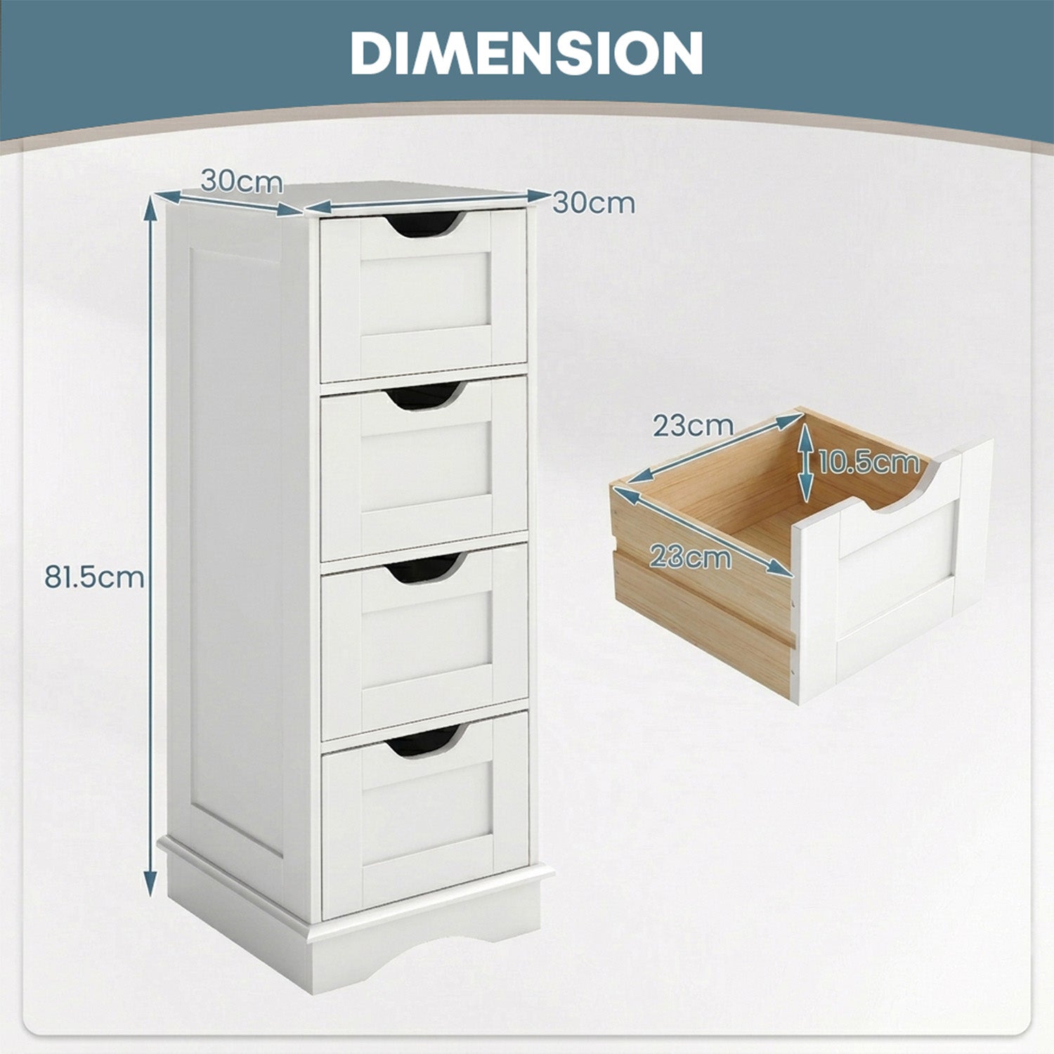 Bathroom Storage Cabinet with 4 Drawers Furniture Storage Home Hallway