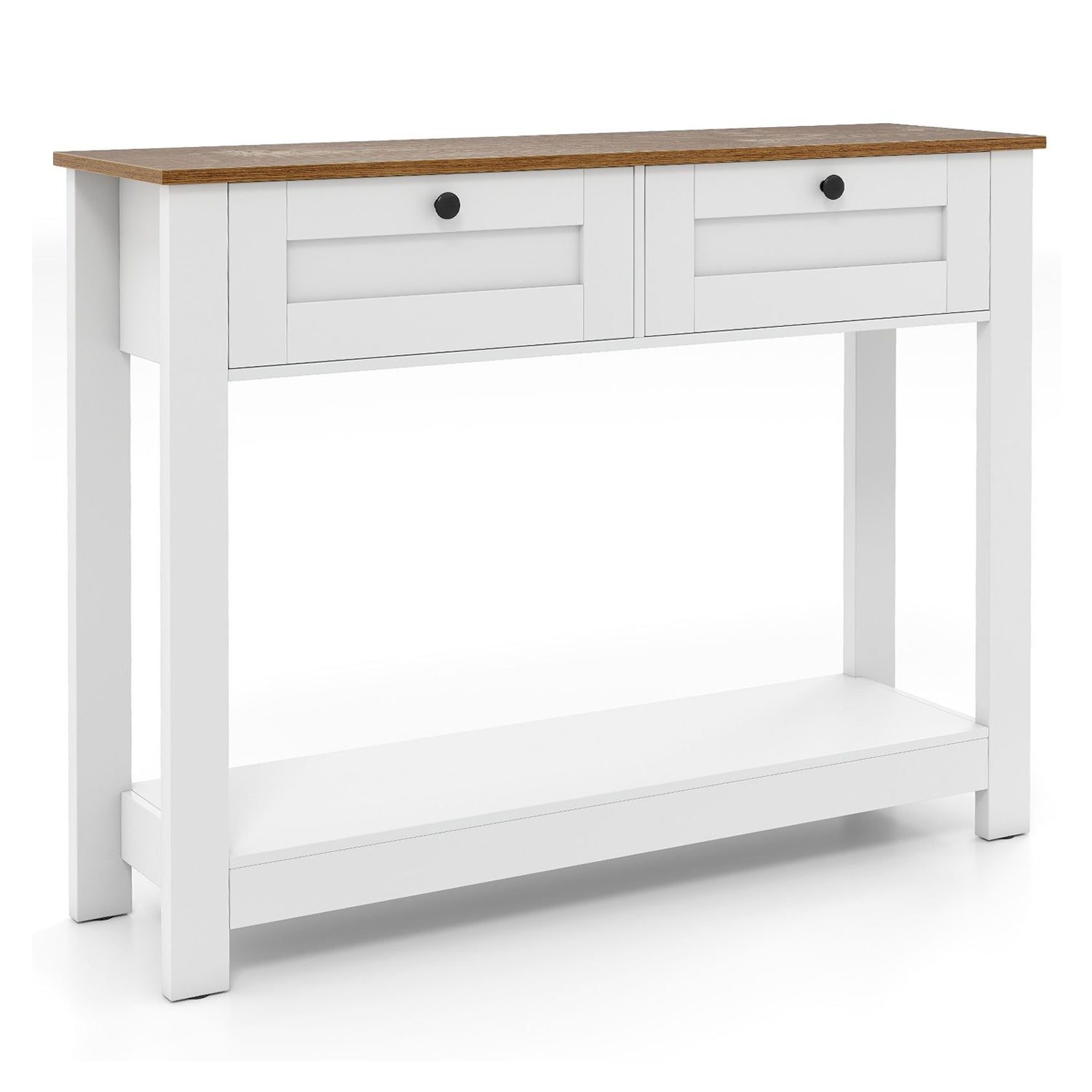 Farmhouse Console Table with 2 Drawers Open Shelf Entryway Sofa Table