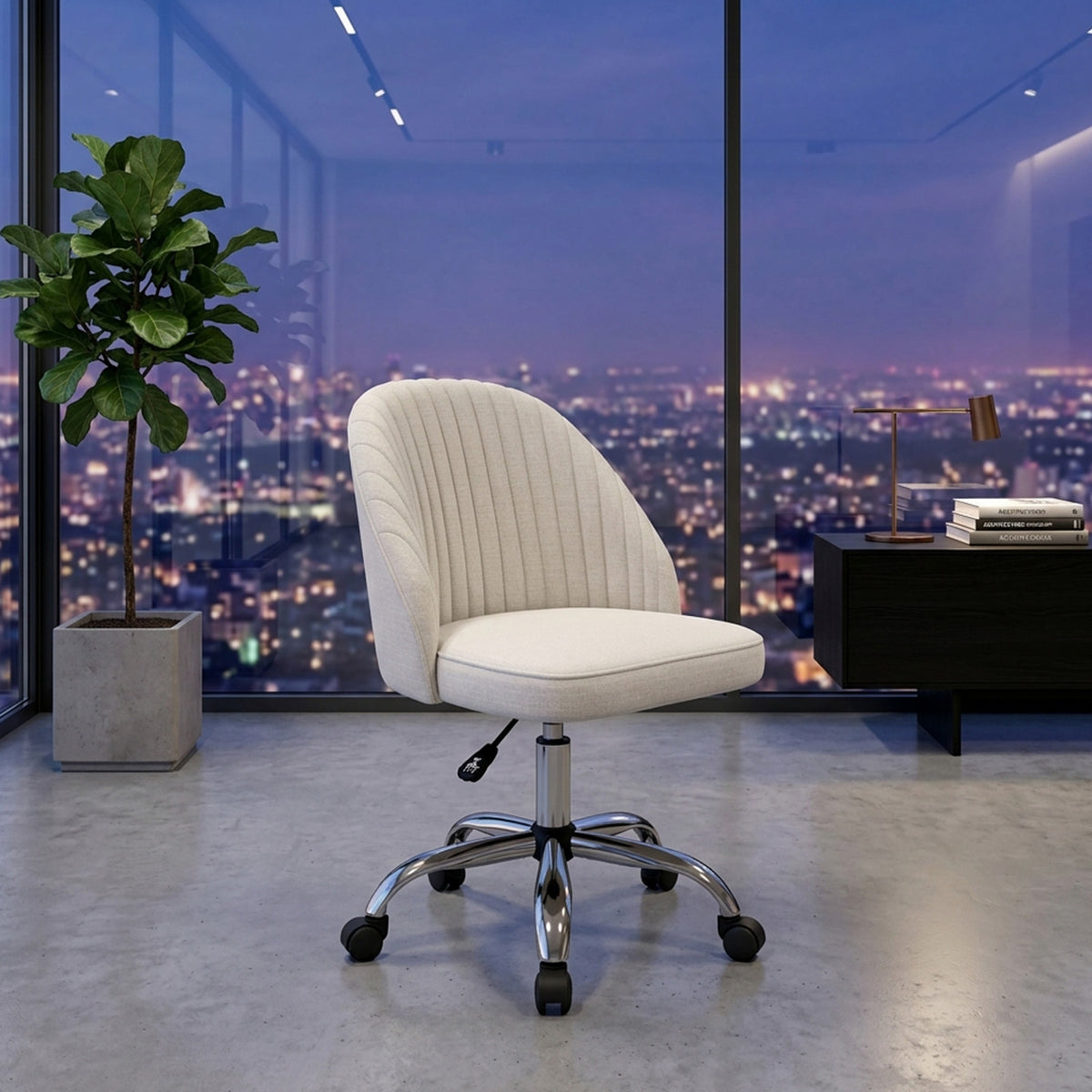 Modern Armless Office Chair with Upholstered Seat and Smooth Rolling Casters
