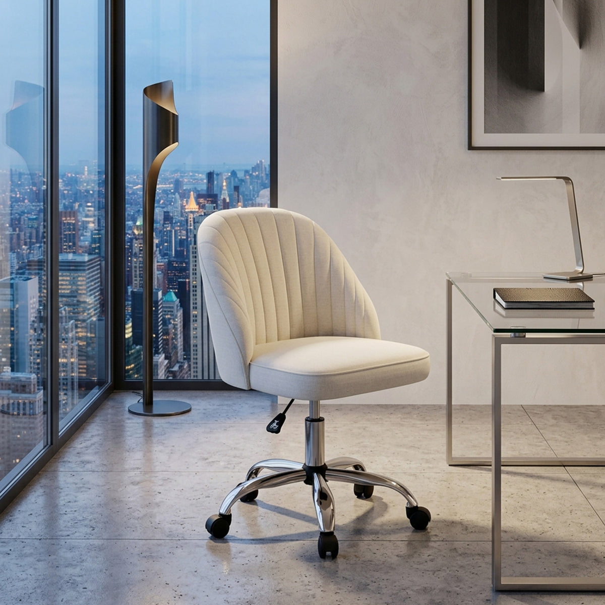 Modern Armless Office Chair with Upholstered Seat and Smooth Rolling Casters