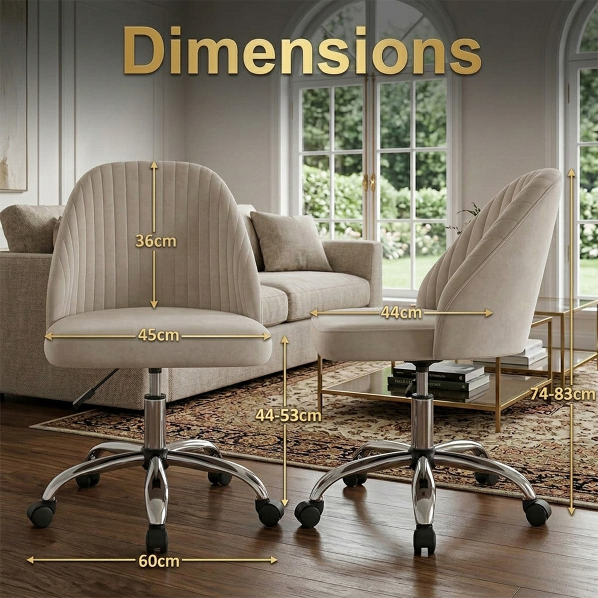 Modern Armless Office Chair with Upholstered Seat and Smooth Rolling Casters